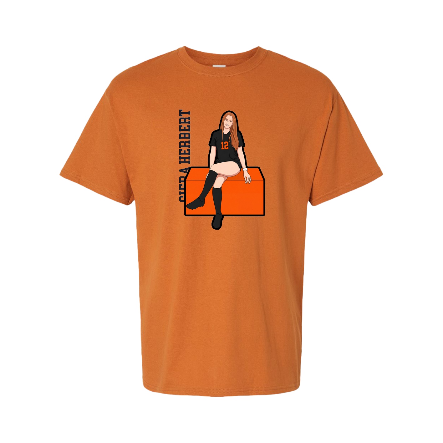Tee — Name Vertical in Orange