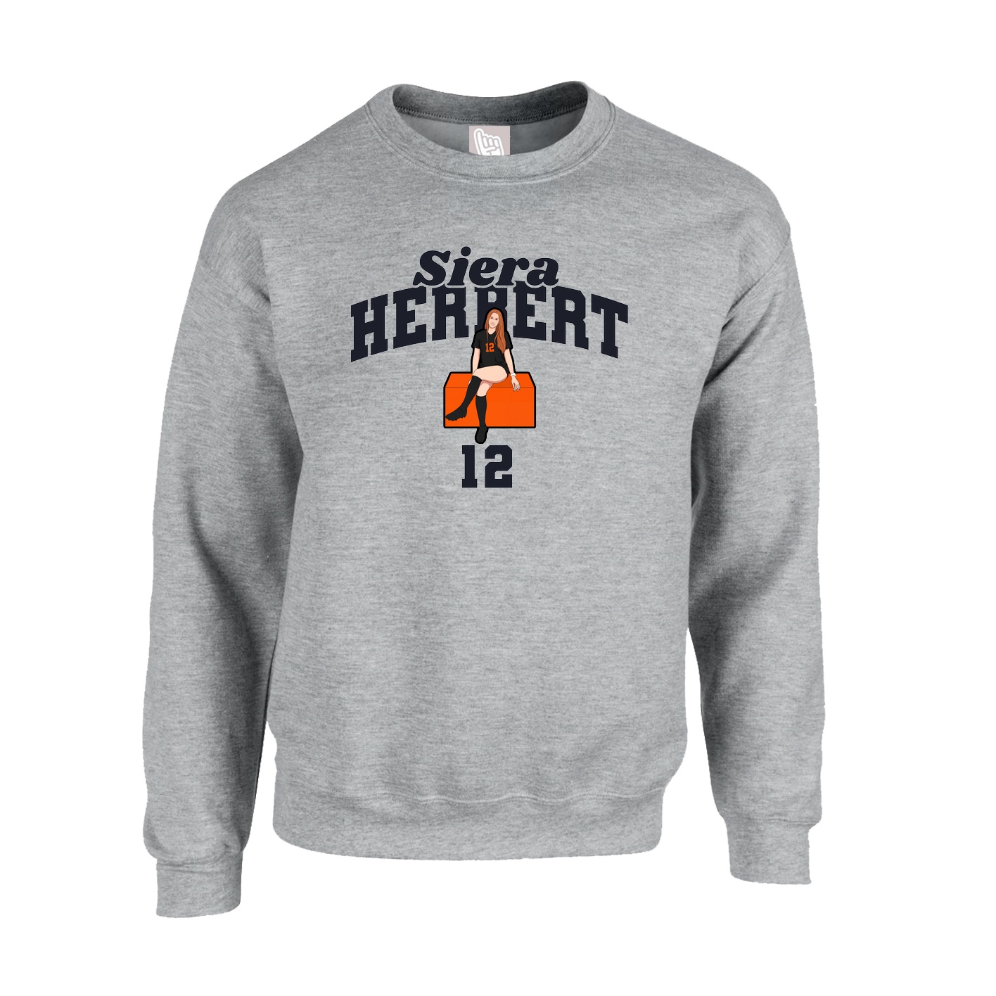 Fleece Crew — Signature Arch in Grey