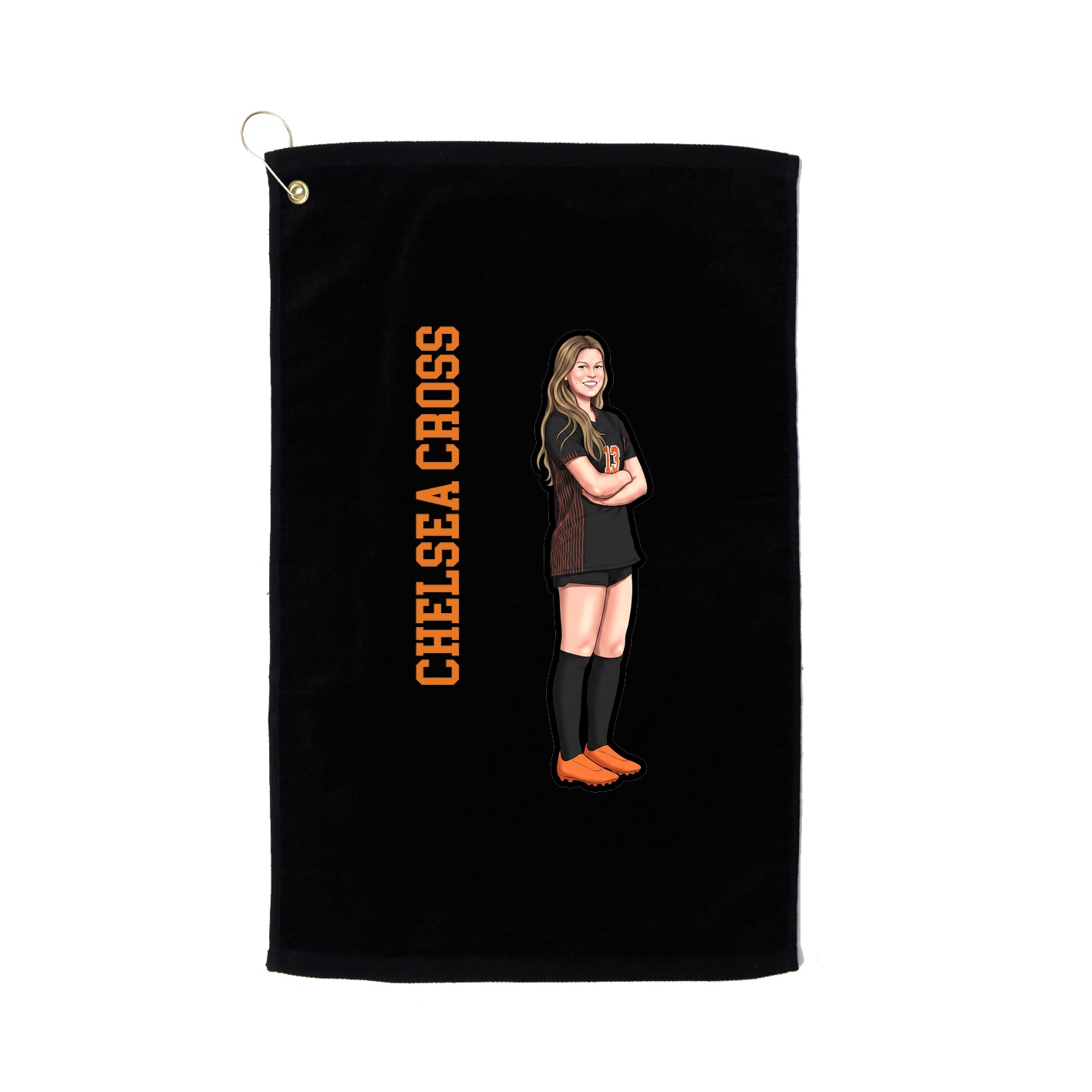 Golf Towel — Name Vertical in Black