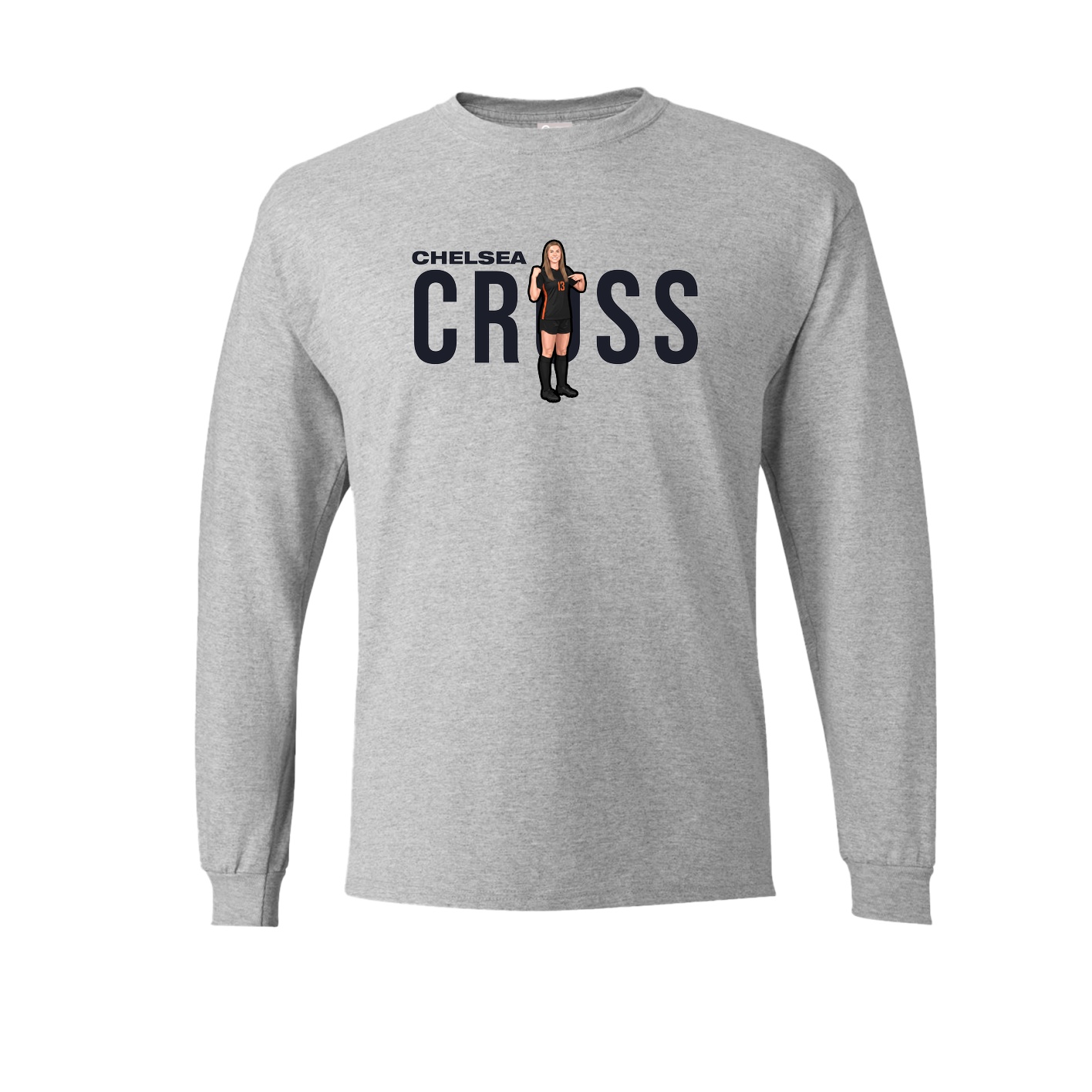 Long Sleeve Tee — Player Name in Grey