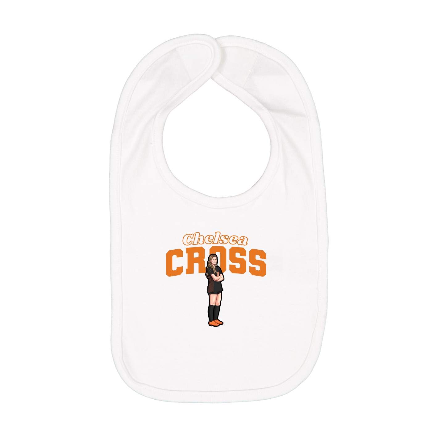 Infant Bib — Name Arch in White