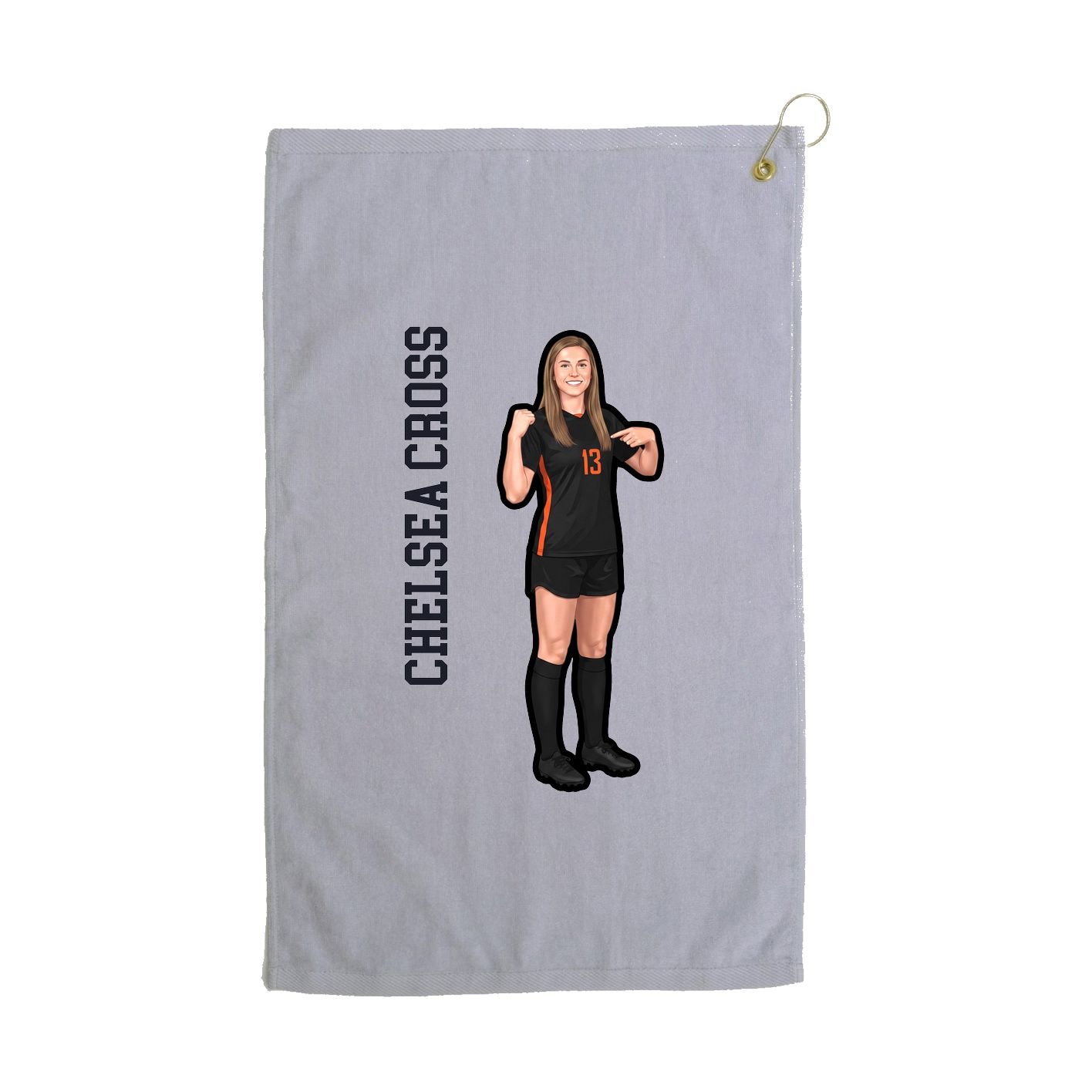Golf Towel — Name Vertical in Grey