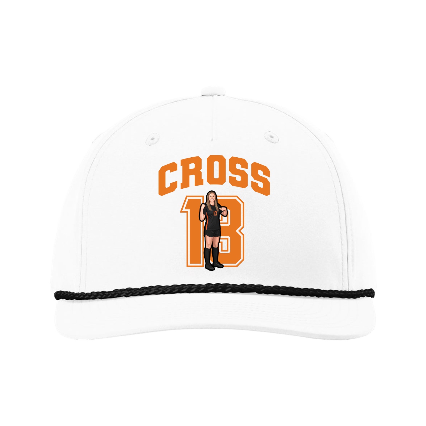 Five-Panel Classic Rope Cap — Number in White