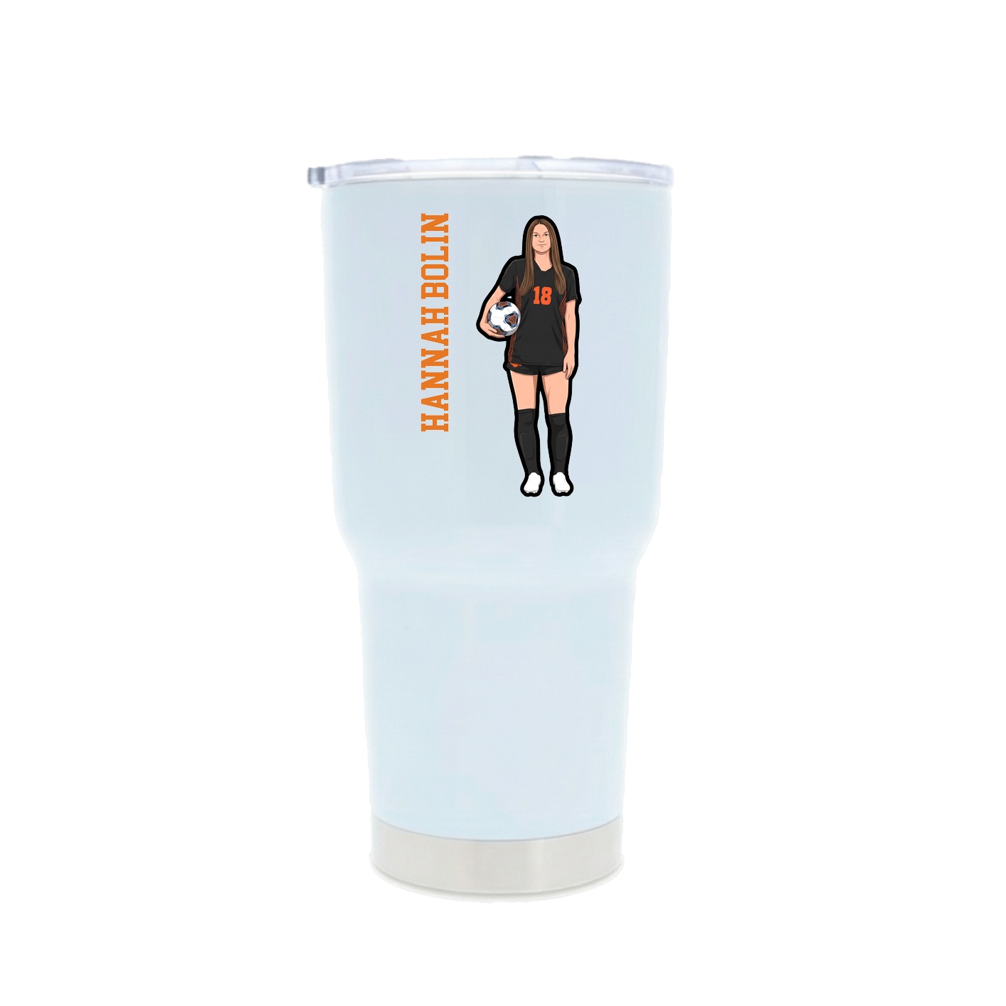 30oz Stainless Steel Tumbler — Name Vertical in White