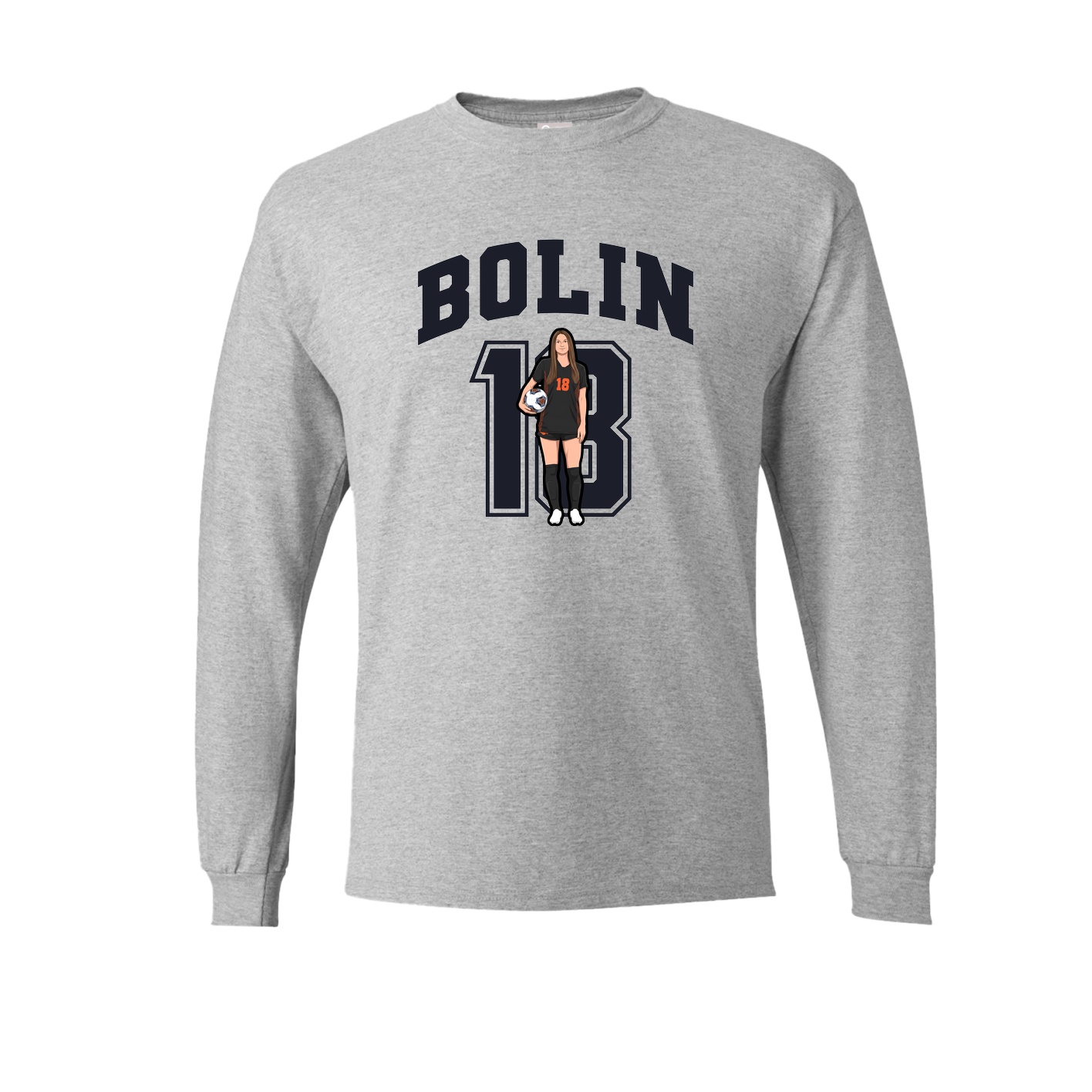 Long Sleeve Tee — Number in Grey