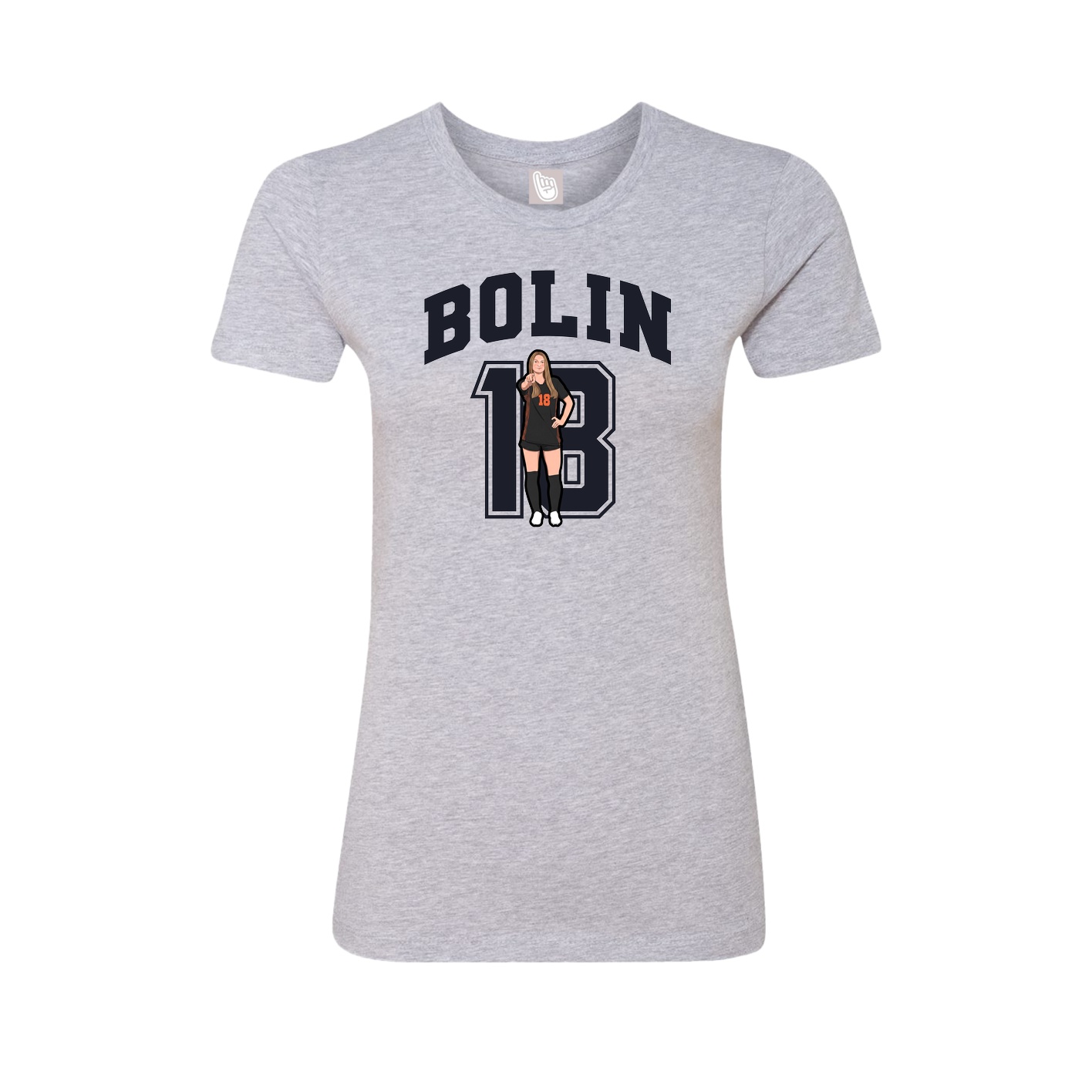 Fitted Women's Tee — Number in Grey