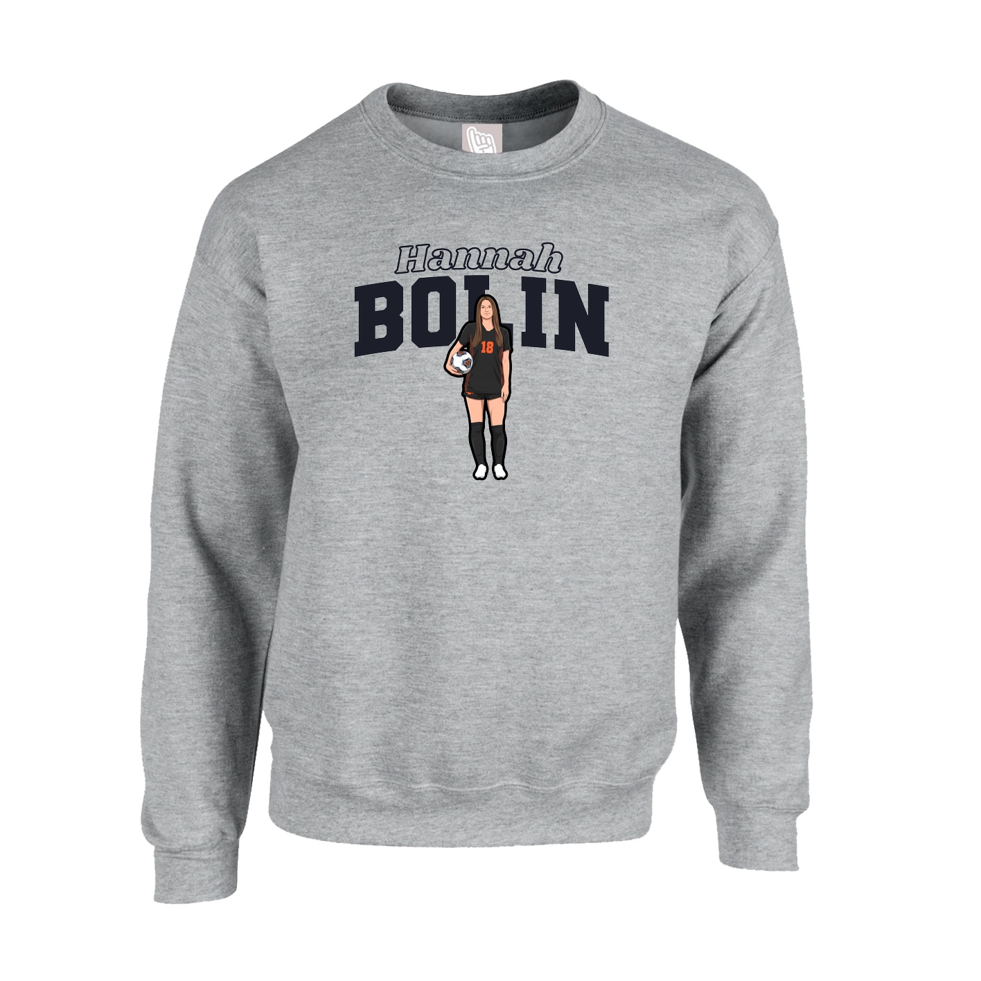 Fleece Crew — Name Arch in Grey