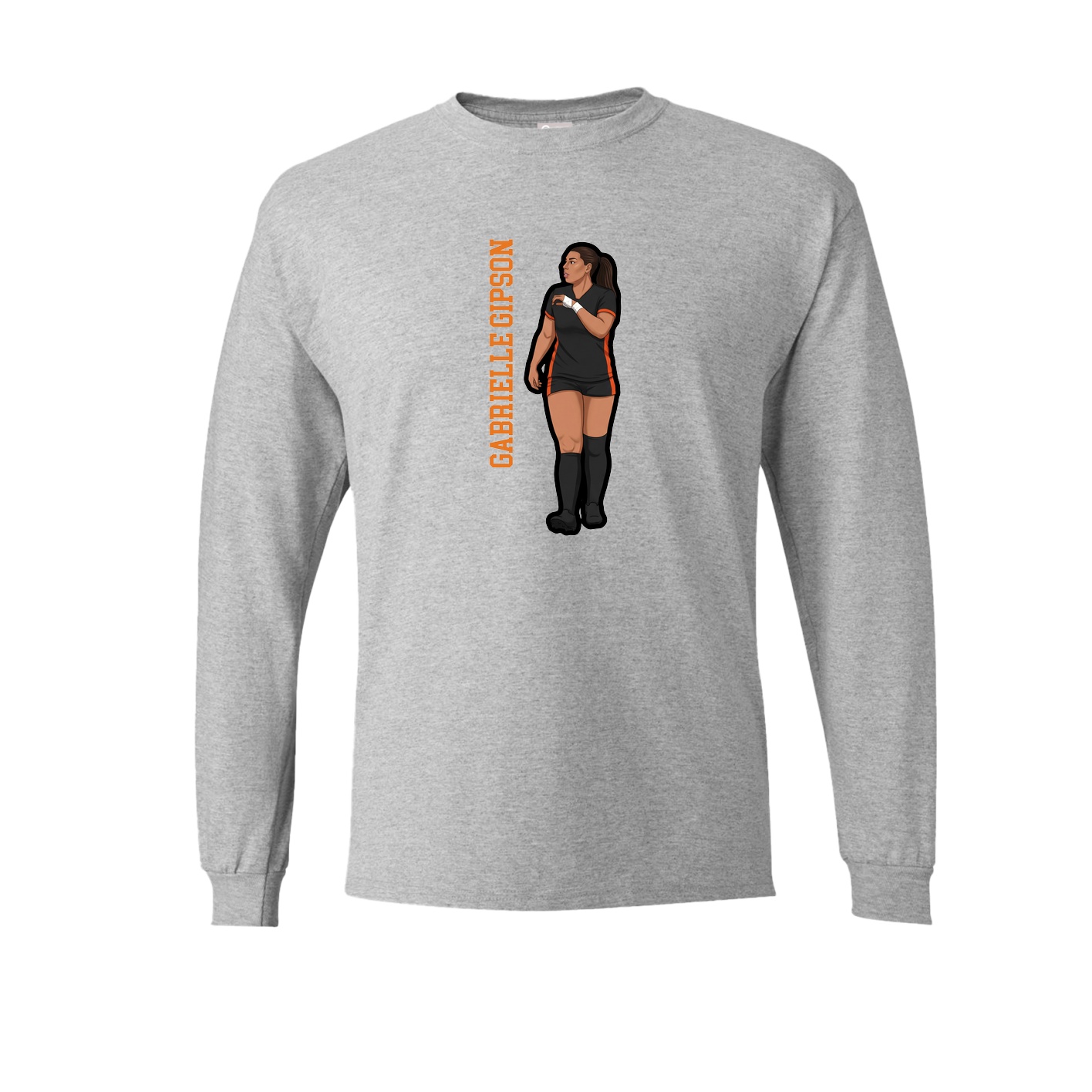 Long Sleeve Tee — Name Vertical in Grey