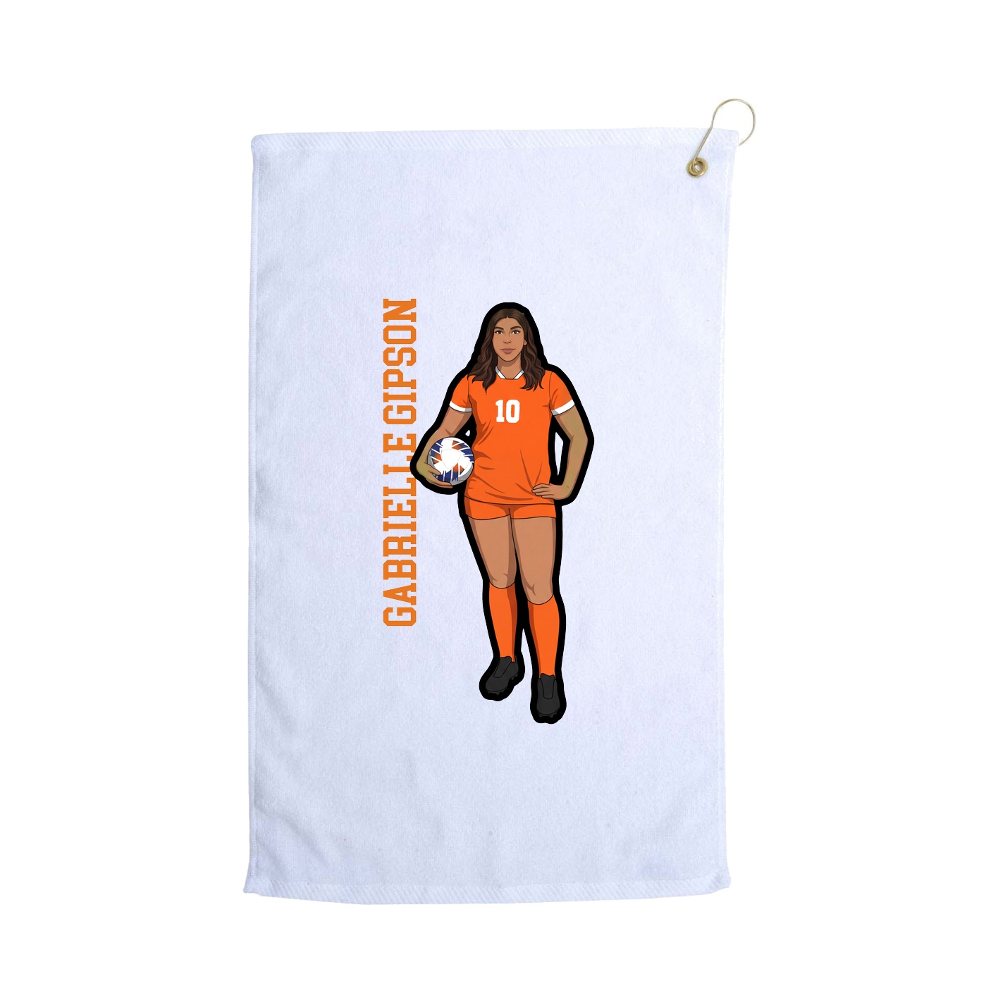 Golf Towel — Name Vertical in White