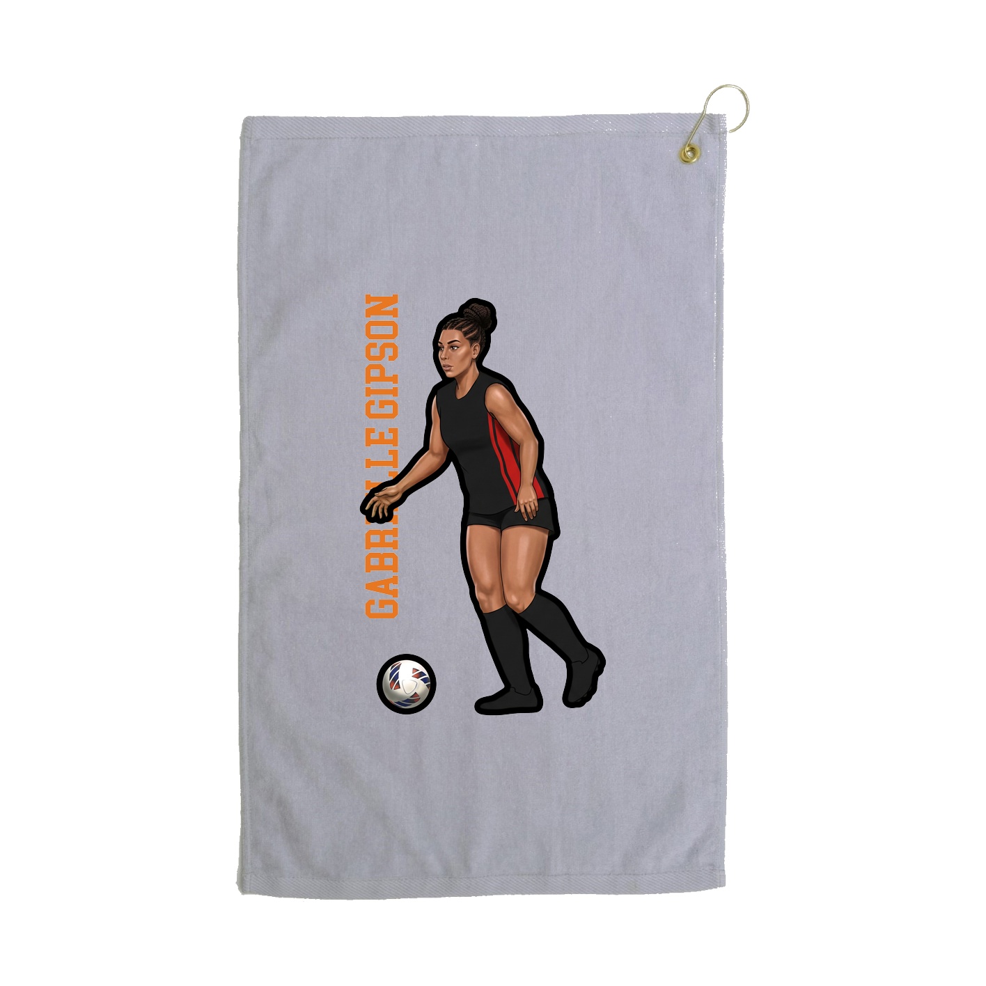 Golf Towel — Name Vertical in Grey