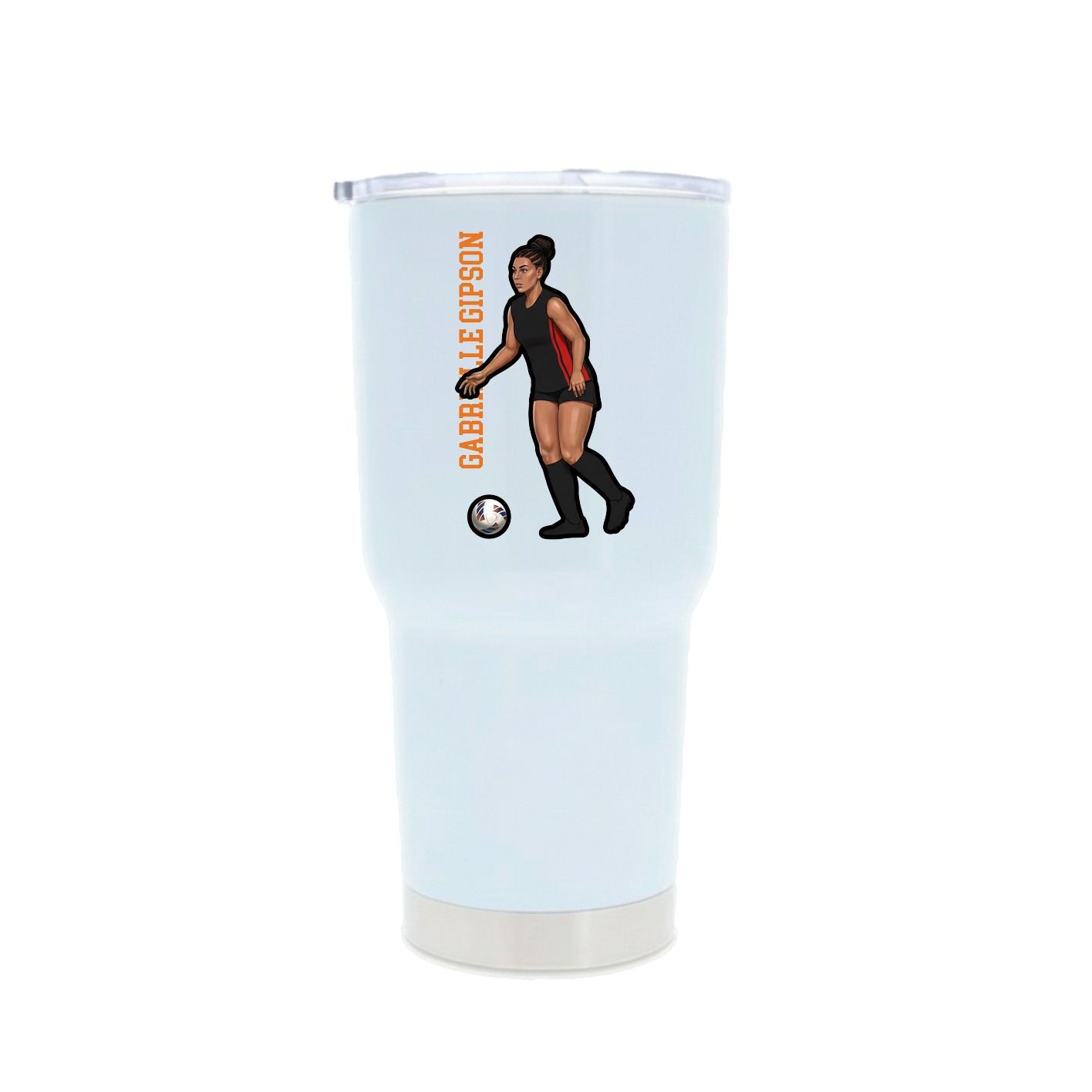 30oz Stainless Steel Tumbler — Name Vertical in White