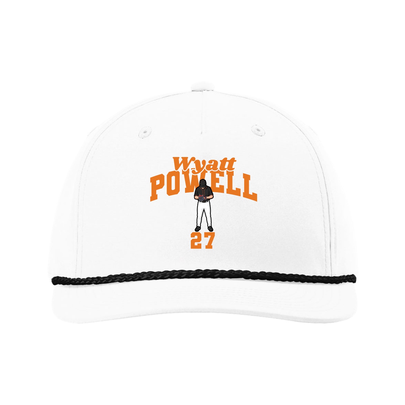 Five-Panel Classic Rope Cap — Signature Arch in White