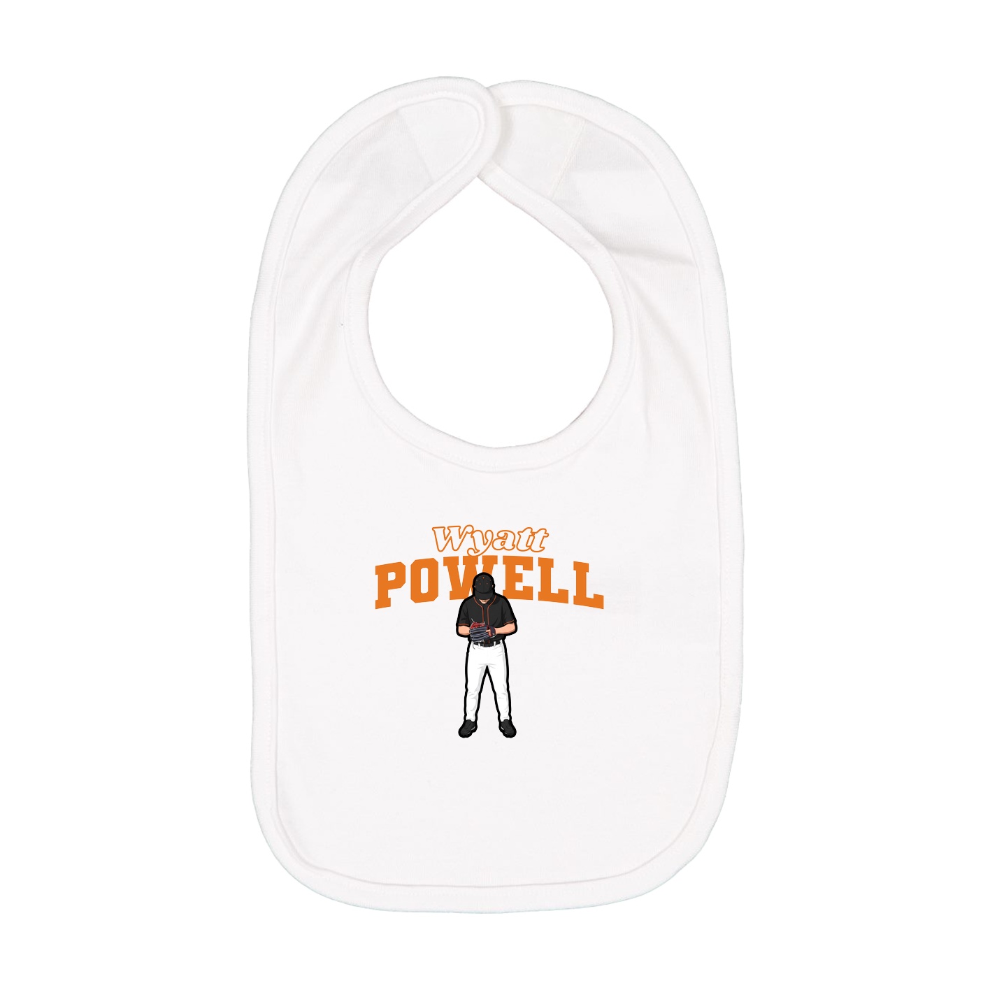 Infant Bib — Name Arch in White