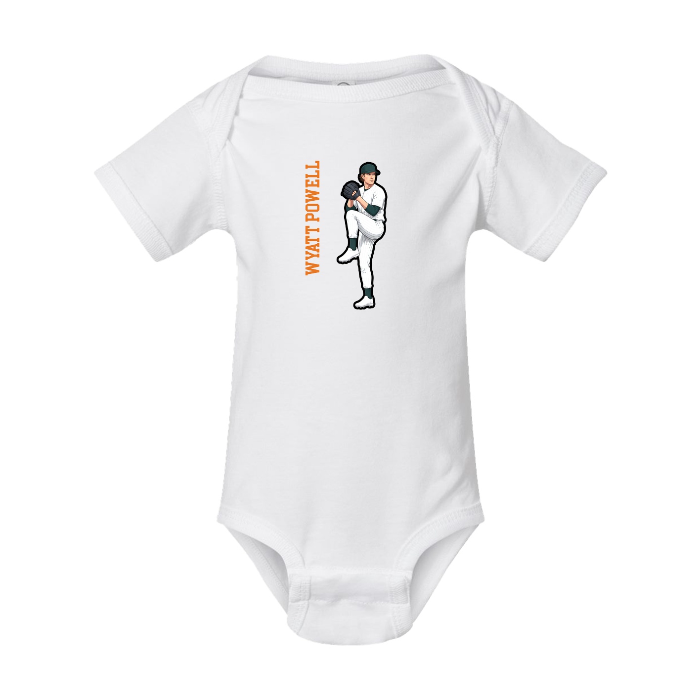 Baby Onesie — Name Vertical in White