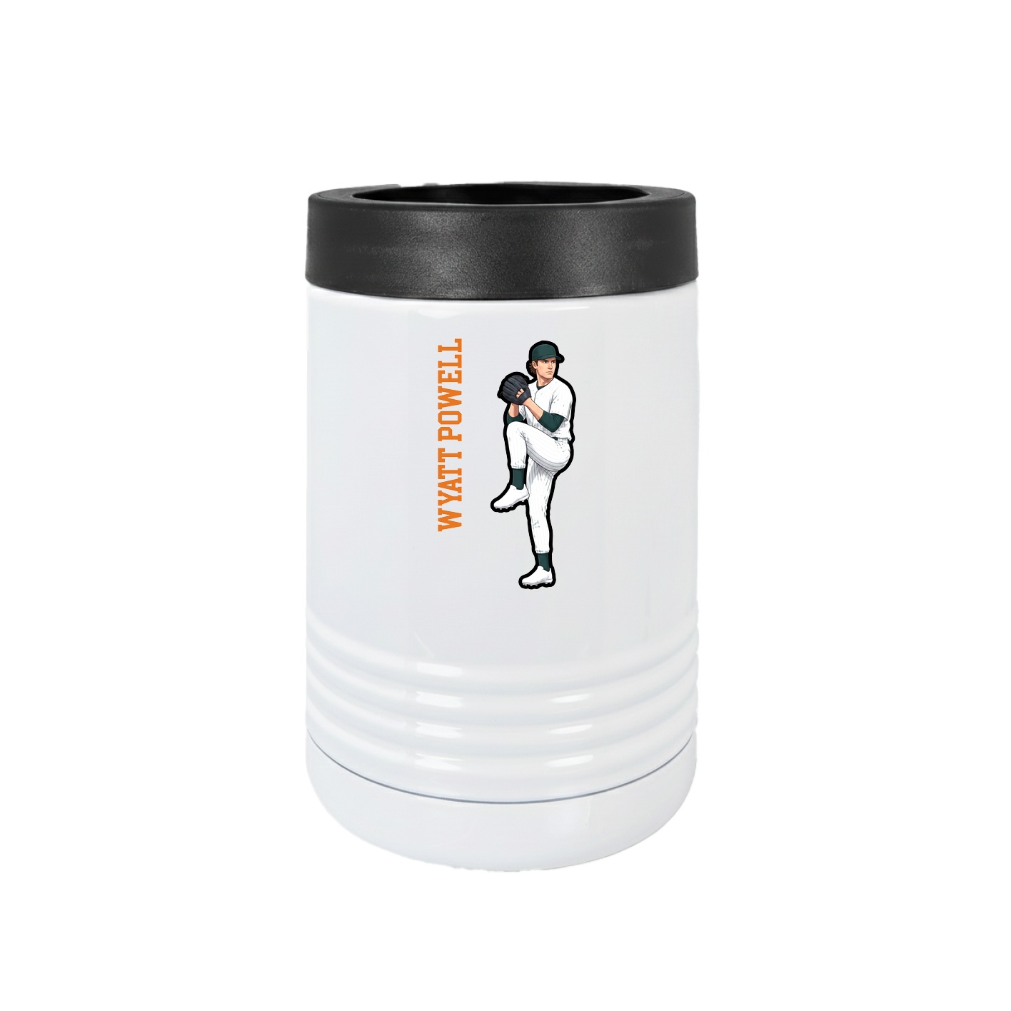 Beverage Holder — Name Vertical in White