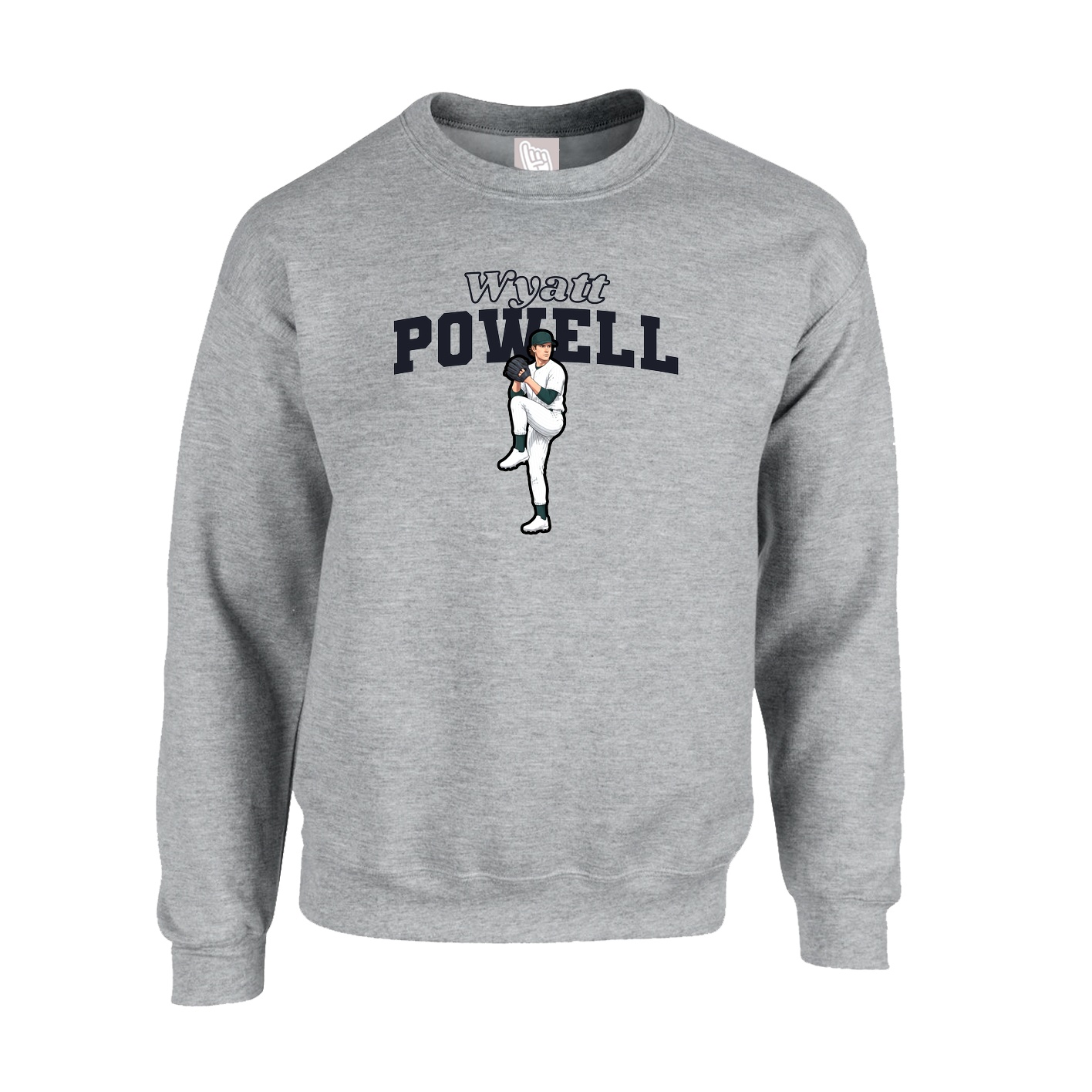 Fleece Crew — Name Arch in Grey