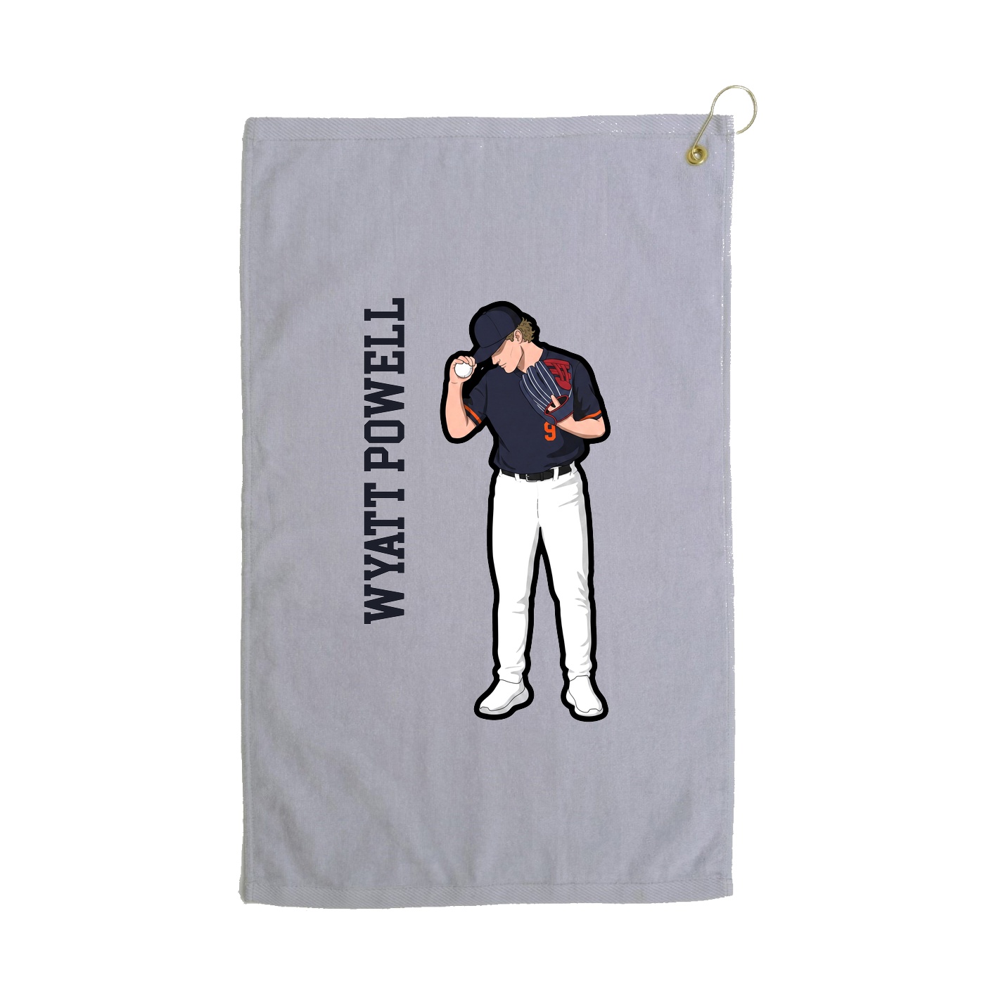 Golf Towel — Name Vertical in Grey