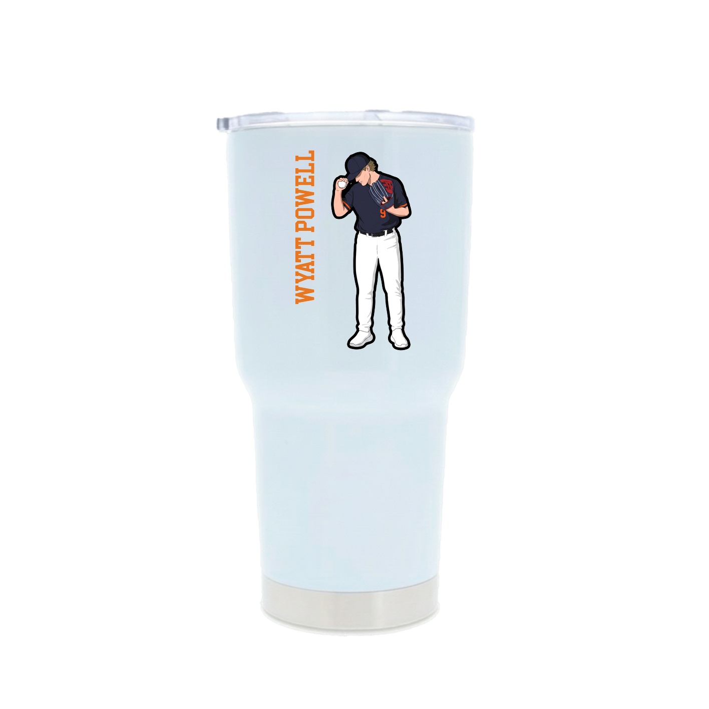 30oz Stainless Steel Tumbler — Name Vertical in White