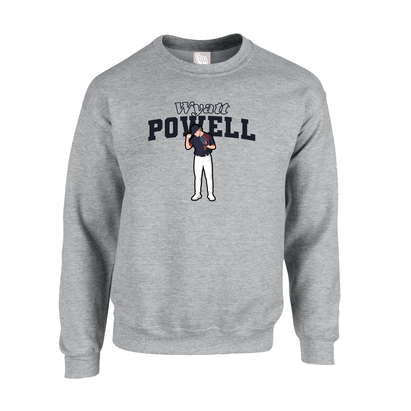 Fleece Crew — Name Arch in Grey