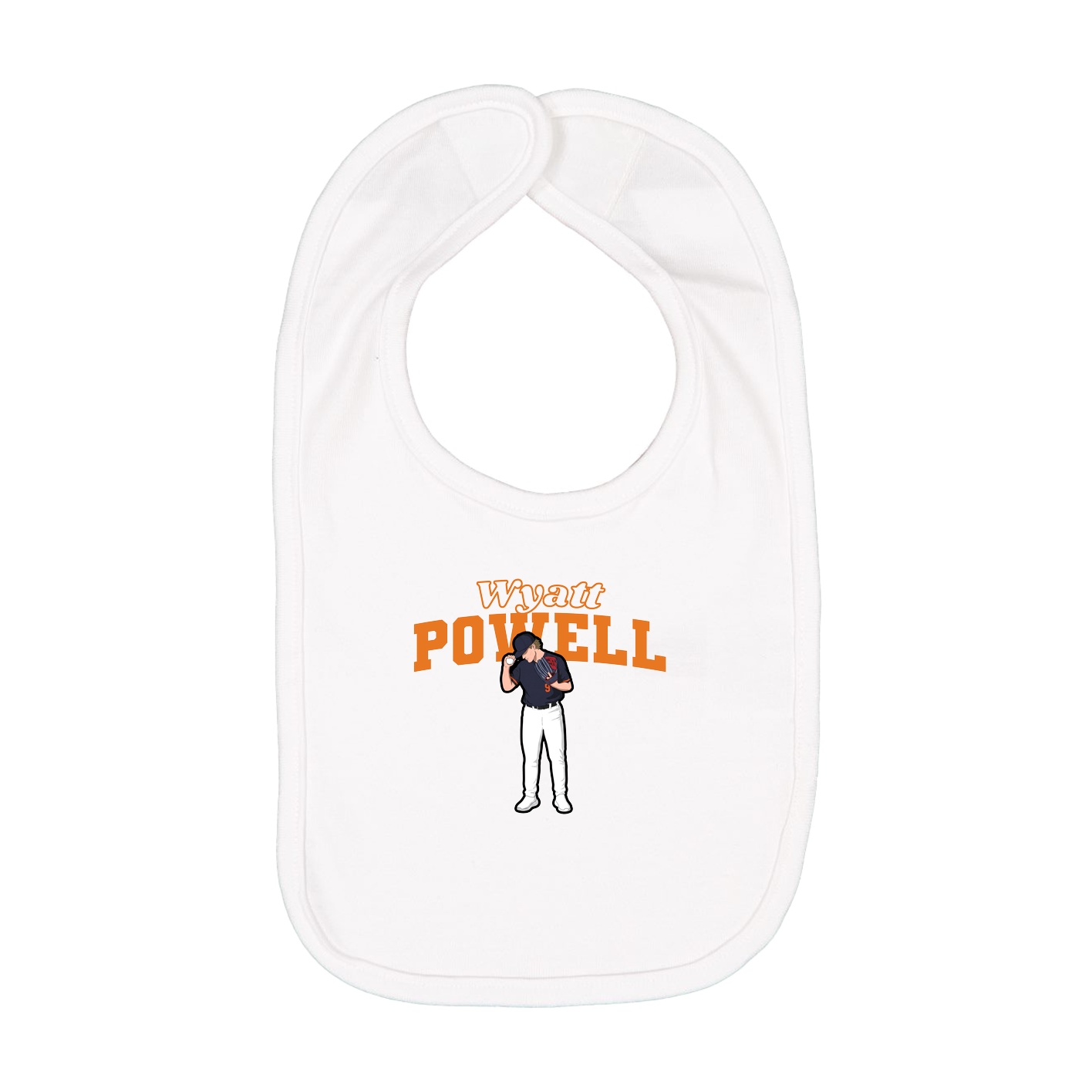 Infant Bib — Name Arch in White