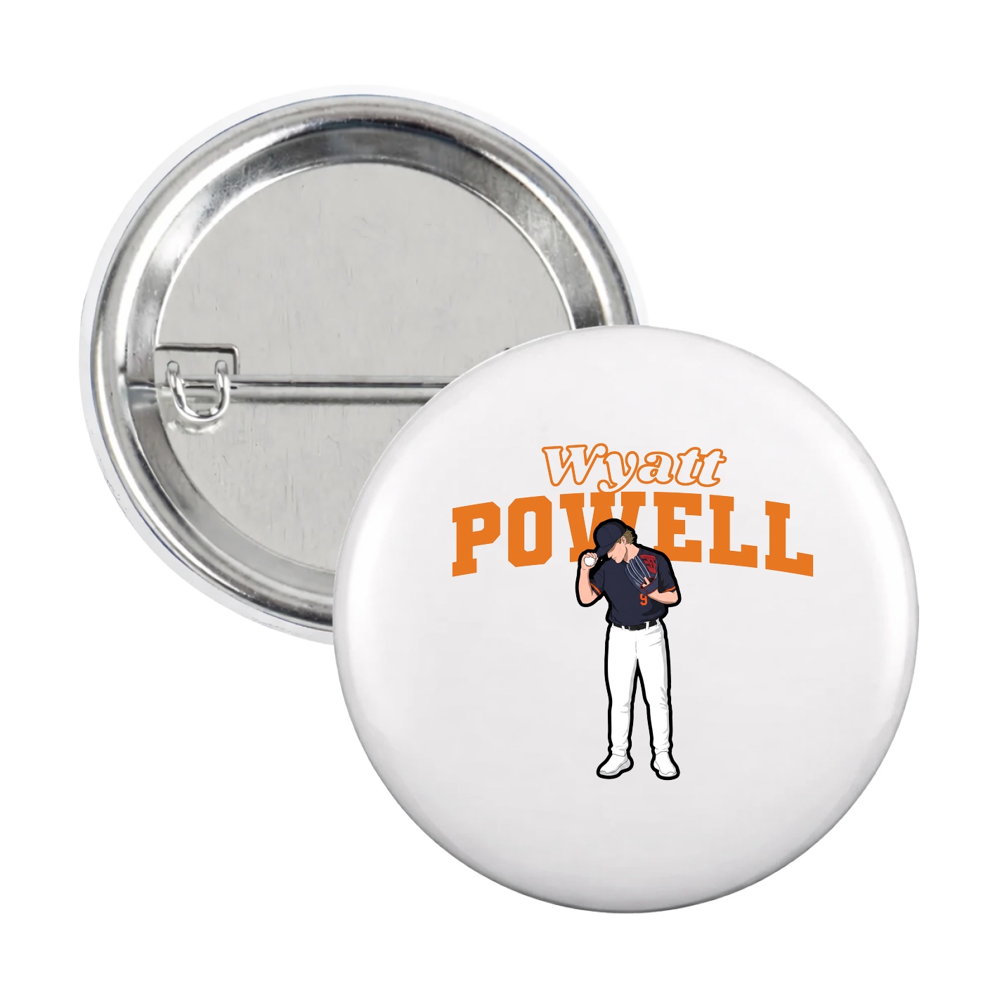 Game Day Button — Name Arch in White