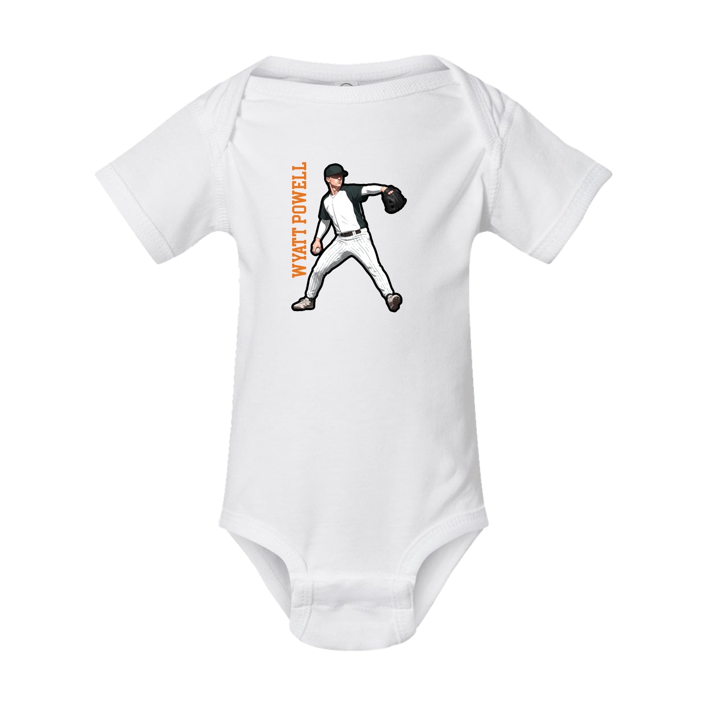 Baby Onesie — Name Vertical in White