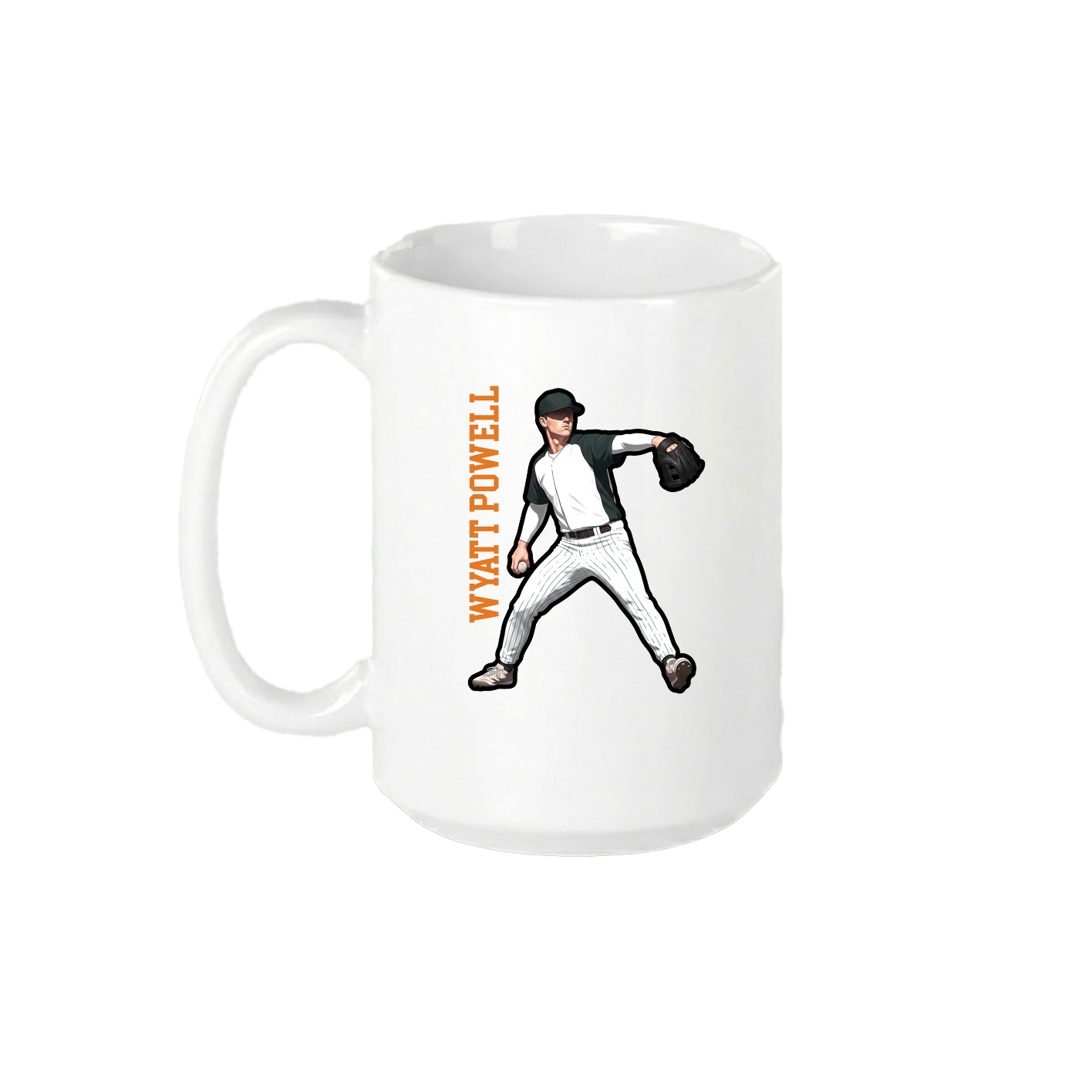 15oz Coffee Mug — Name Vertical in White