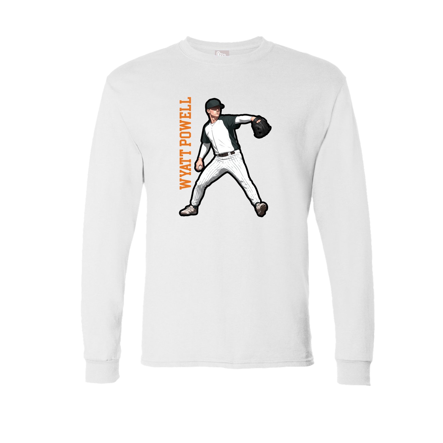 Long Sleeve Tee — Name Vertical in White