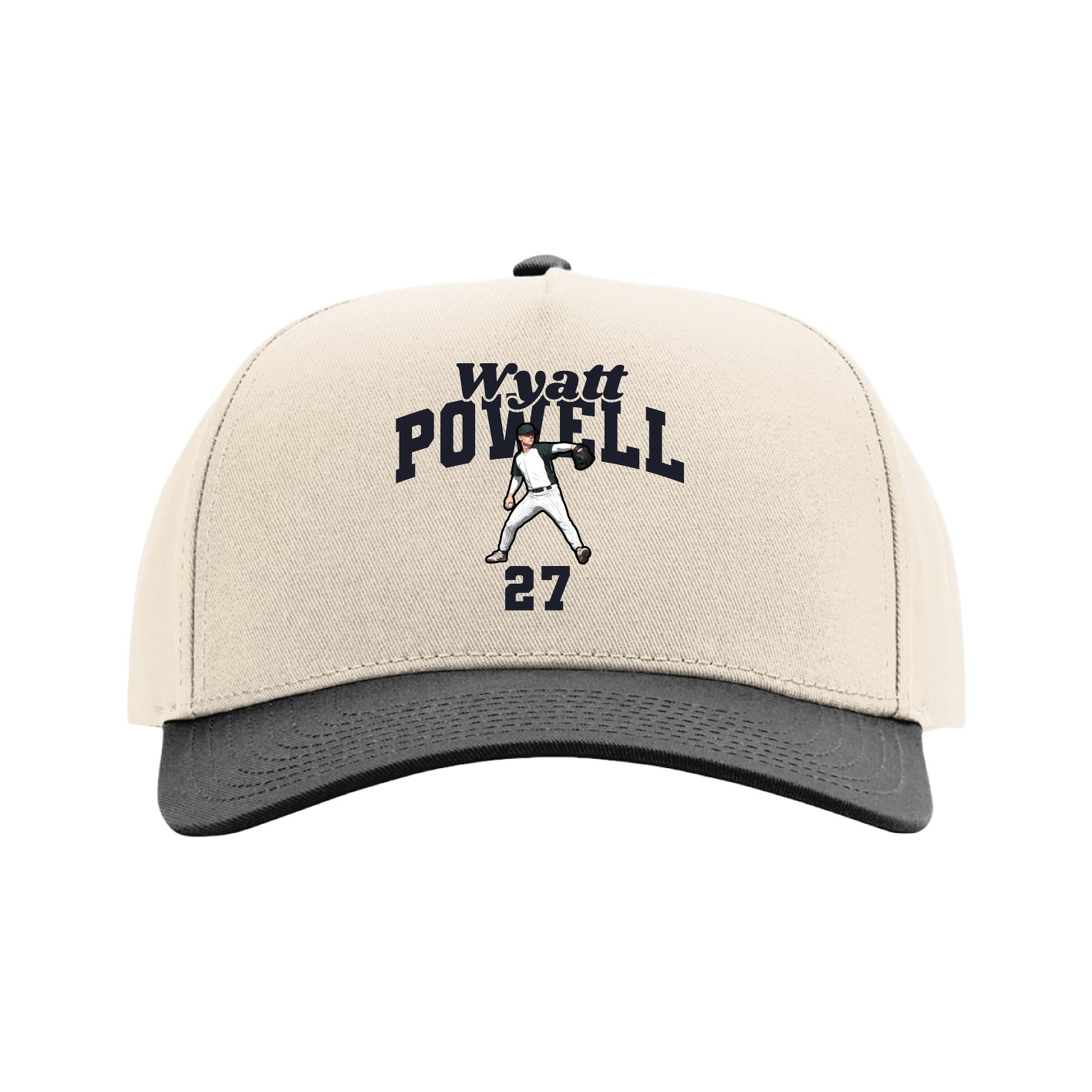 Full Fabric Five-Panel Champ Cap — Signature Arch in Cream/Black