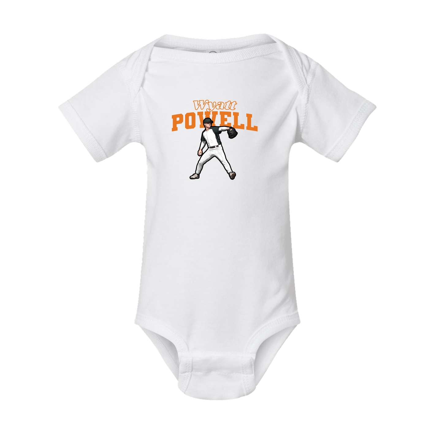 Baby Onesie — Name Arch in White