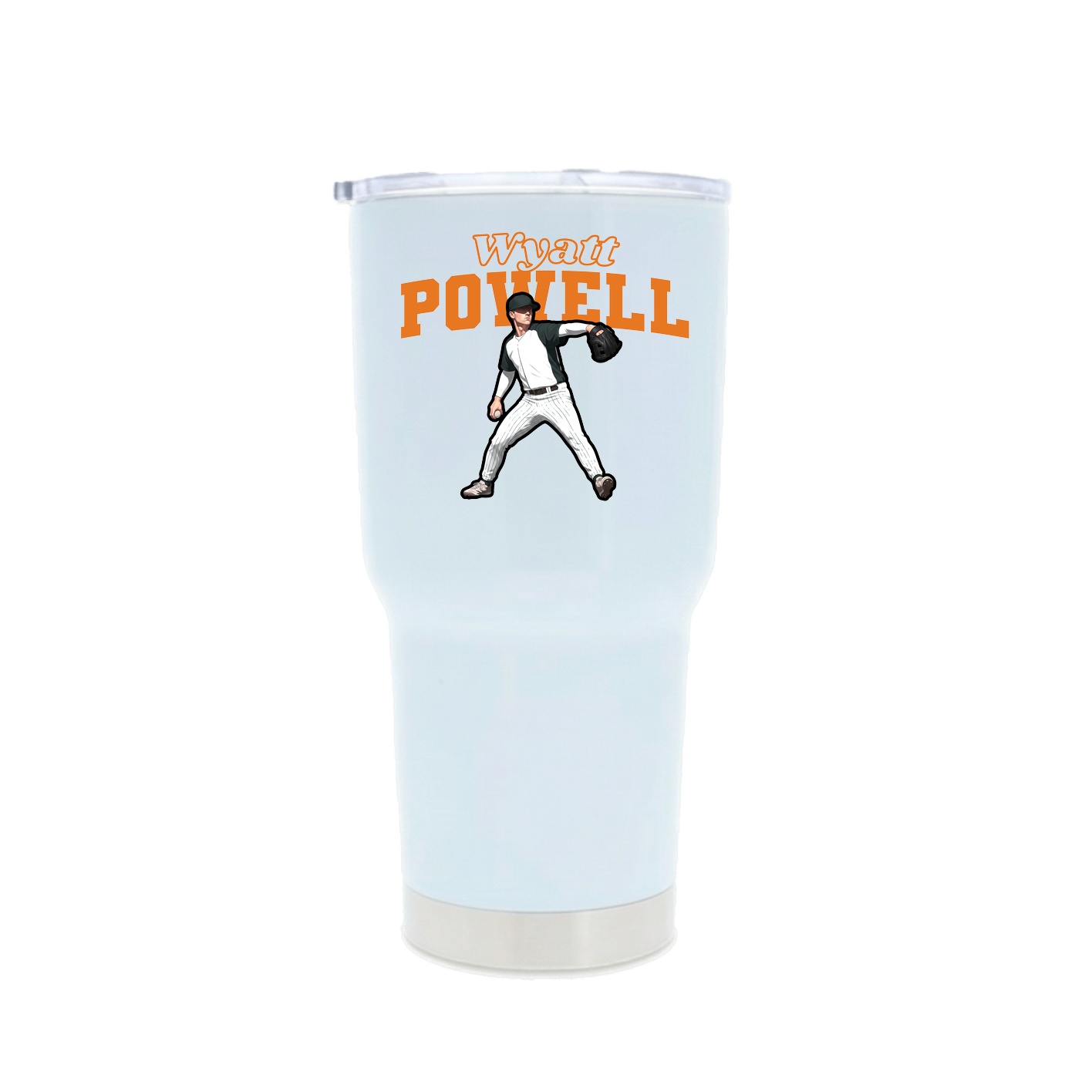 30oz Stainless Steel Tumbler — Name Arch in White