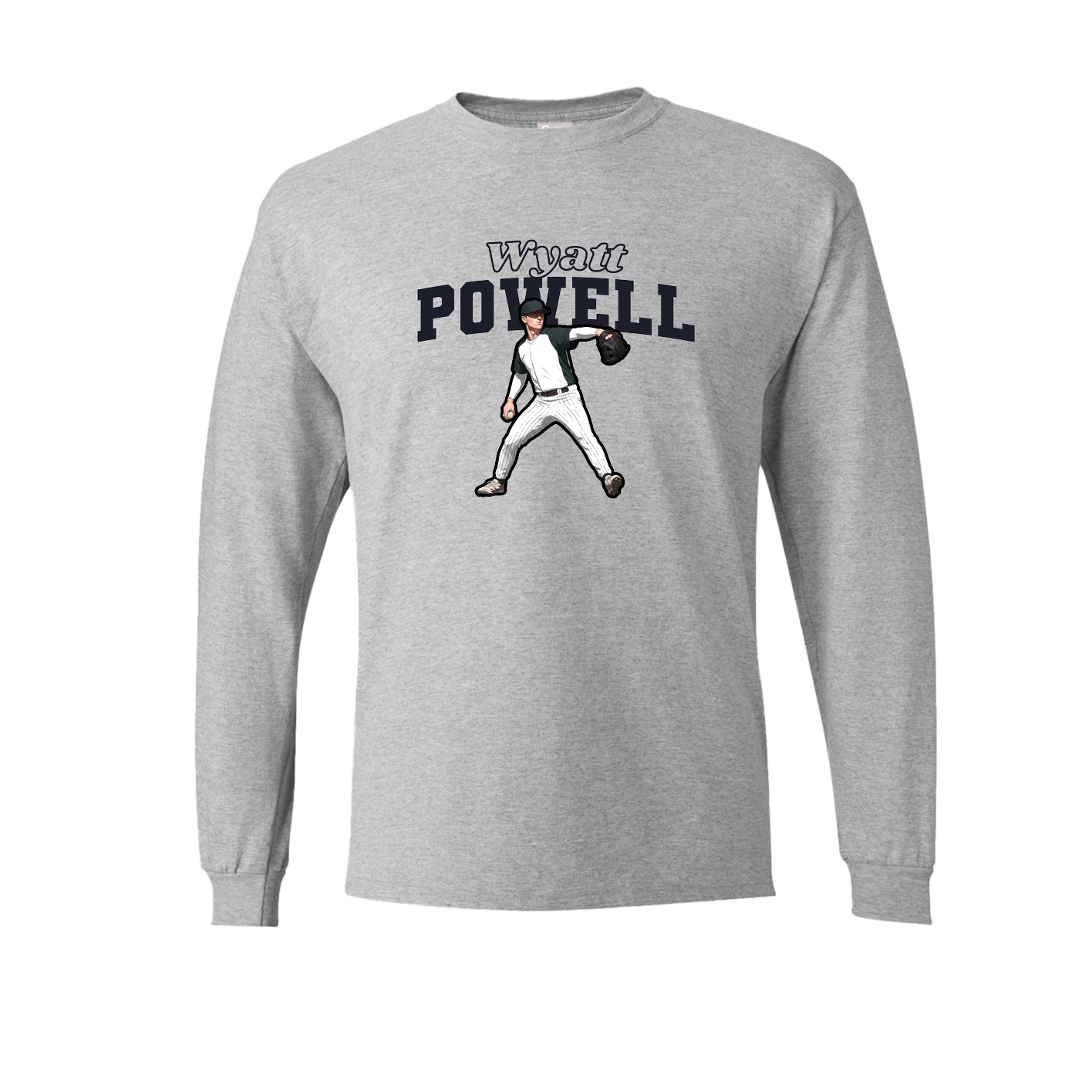 Long Sleeve Tee — Name Arch in Grey