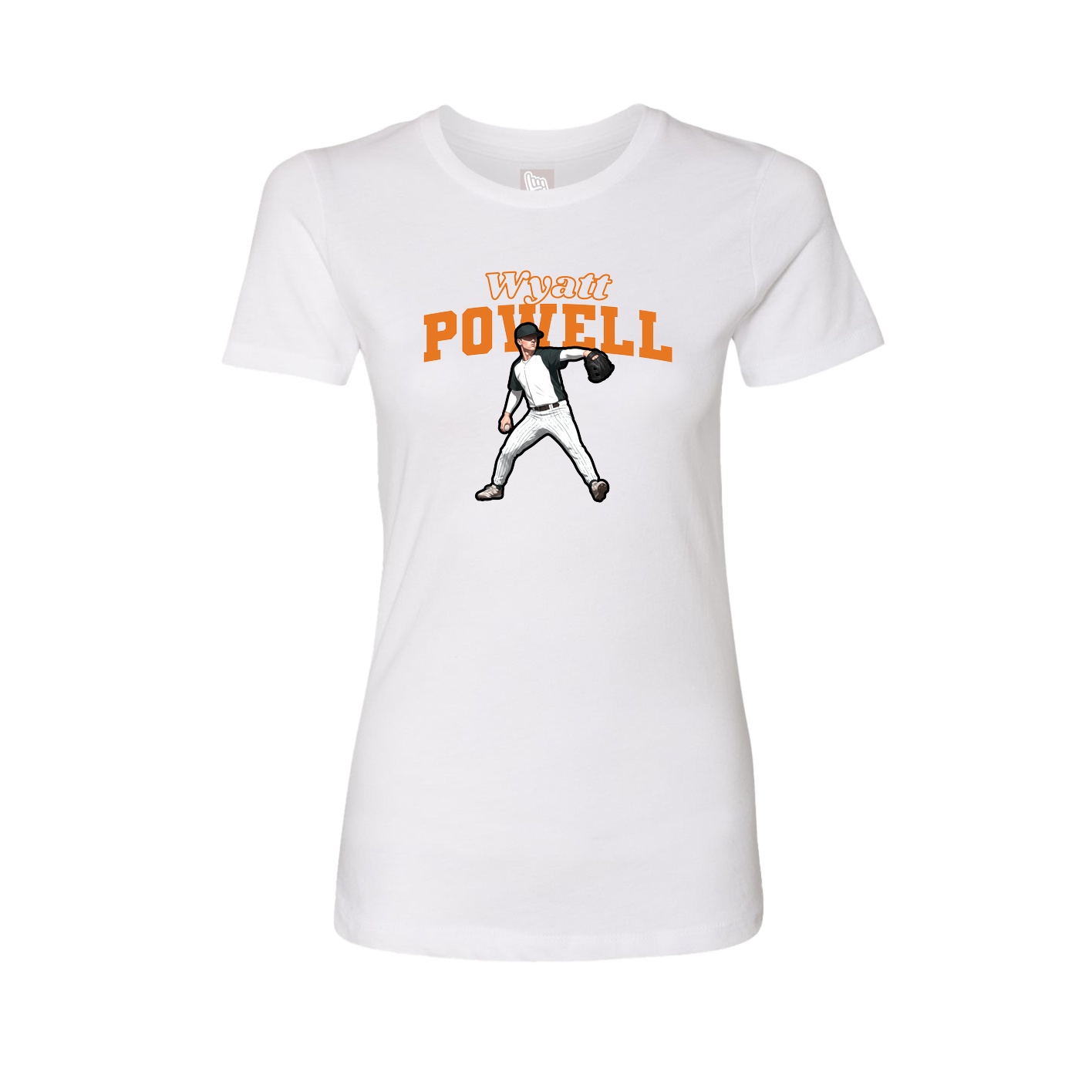 Womens Tee — Name Arch in White