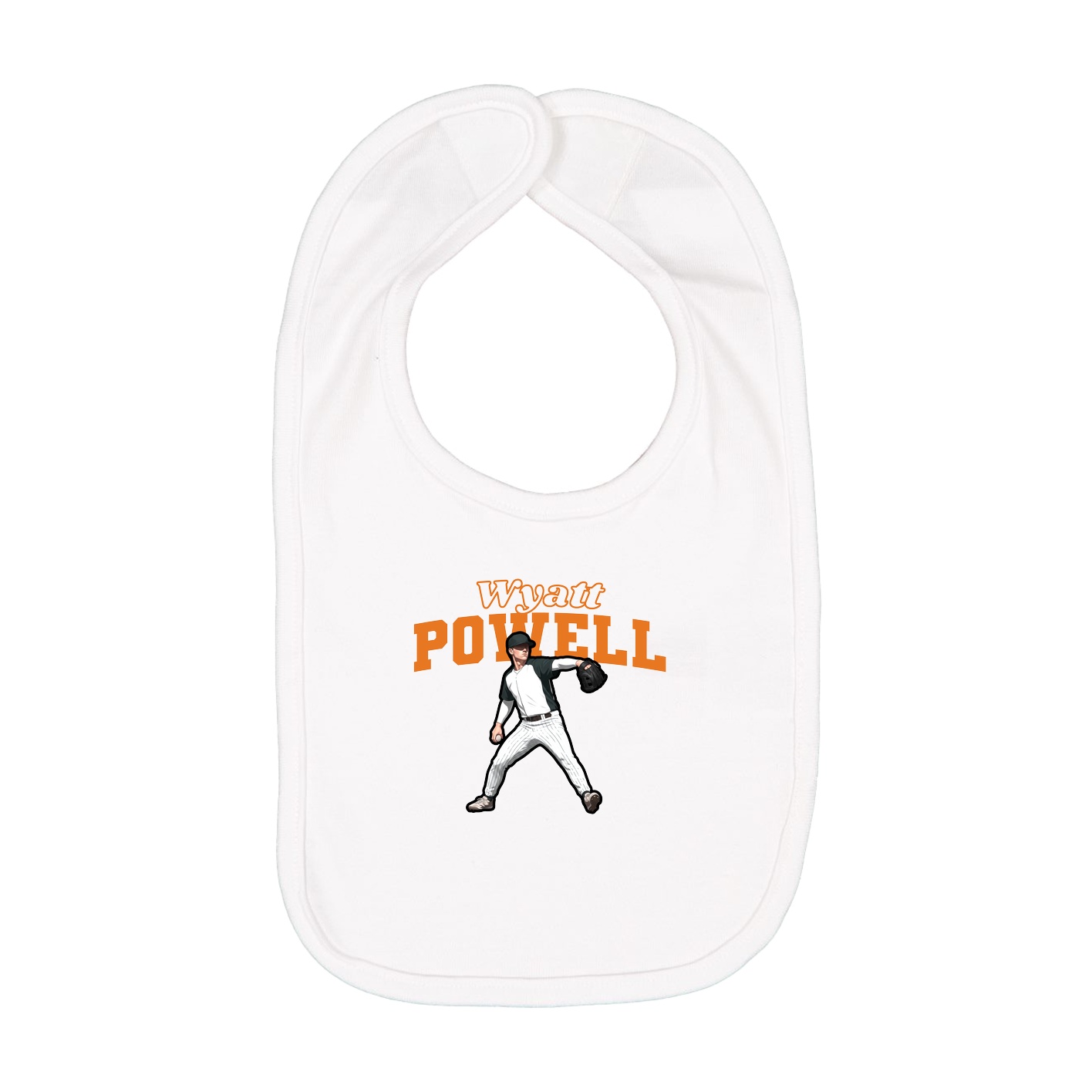 Infant Bib — Name Arch in White
