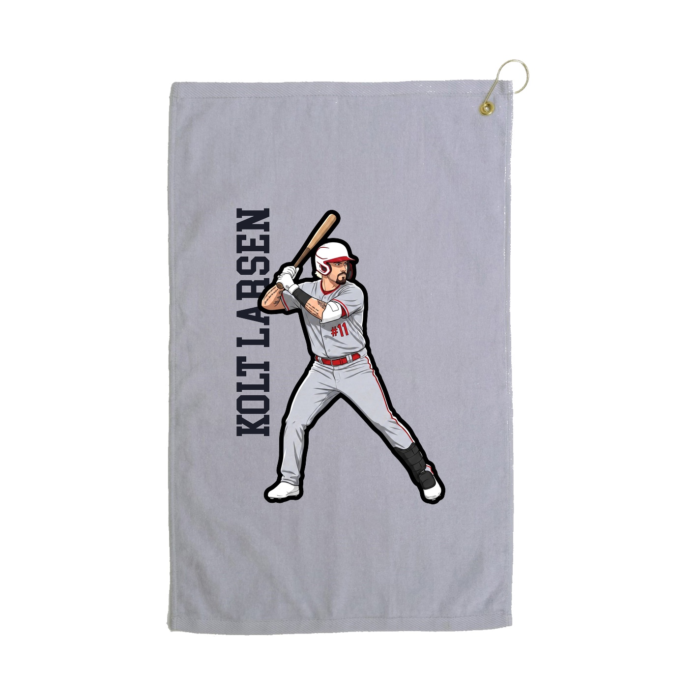Golf Towel — Name Vertical in Grey