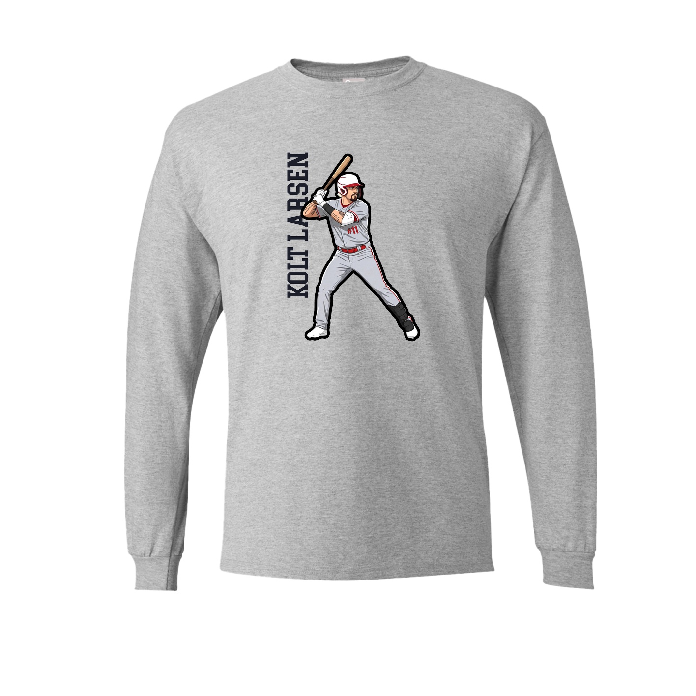 Long Sleeve Tee — Name Vertical in Grey