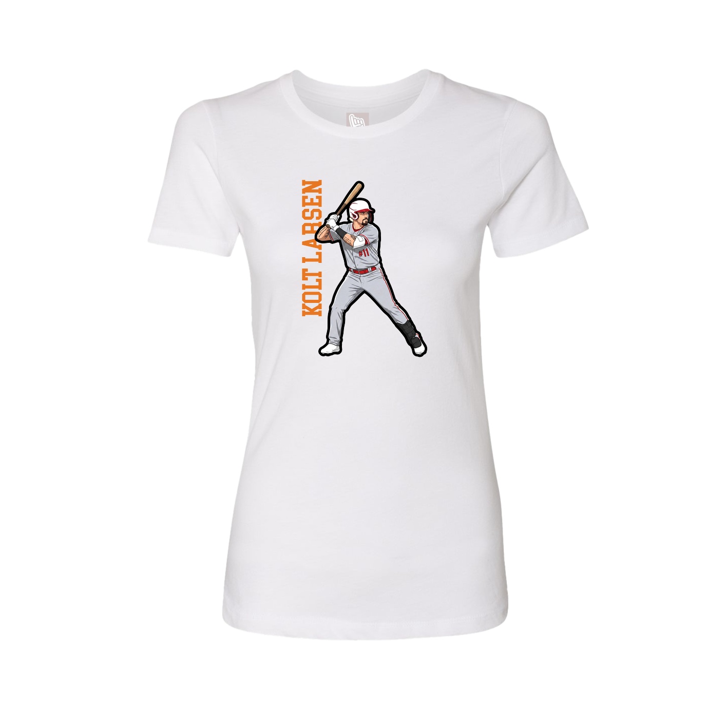 Womens Tee — Name Vertical in White