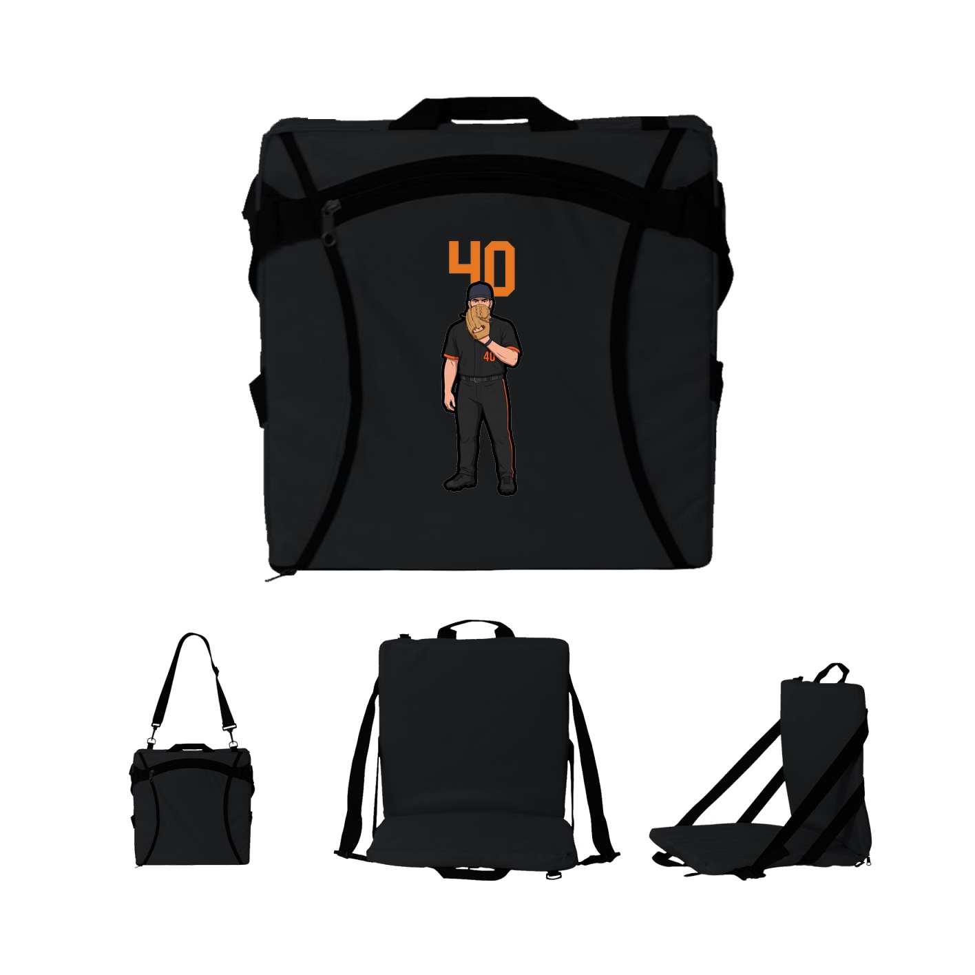 Folding Stadium Seat — Number Top in Black