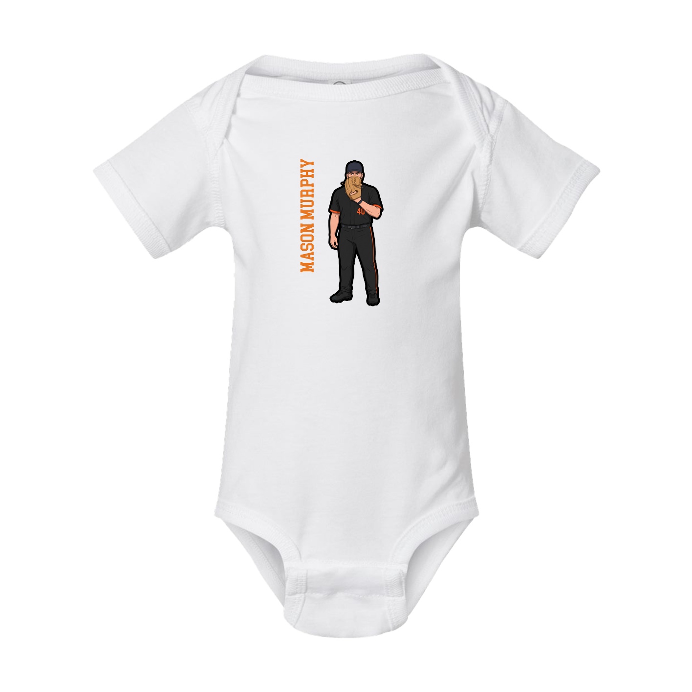 Baby Onesie — Name Vertical in White