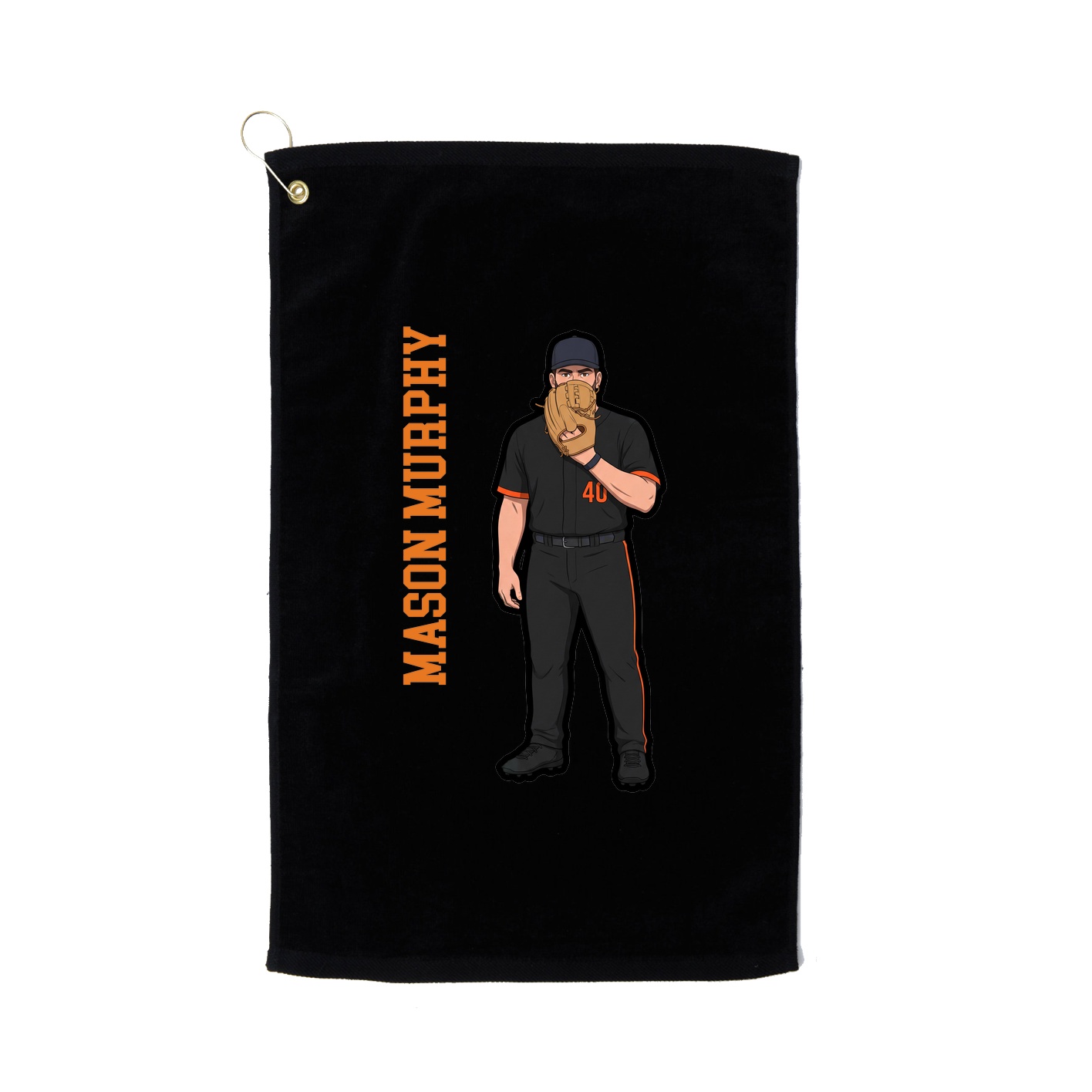 Golf Towel — Name Vertical in Black