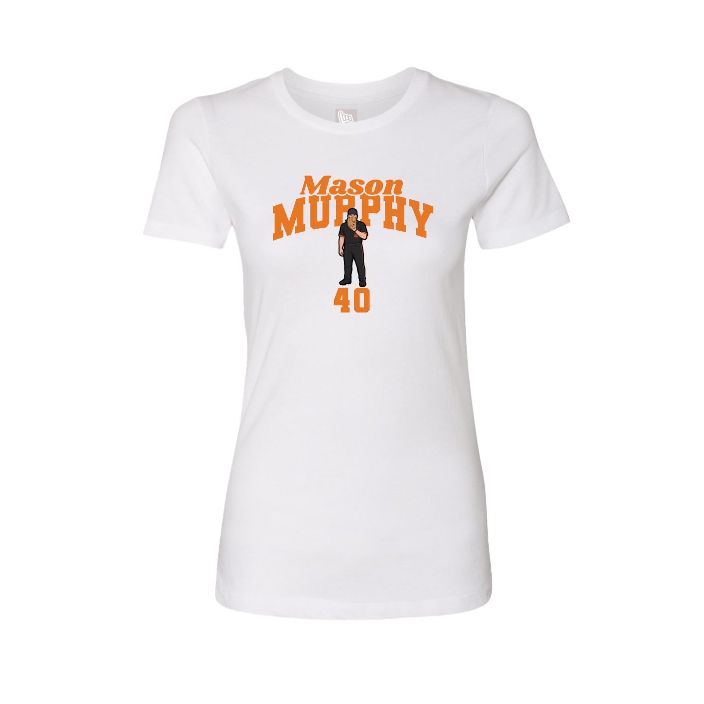 Fitted Women's Tee — Signature Arch in White
