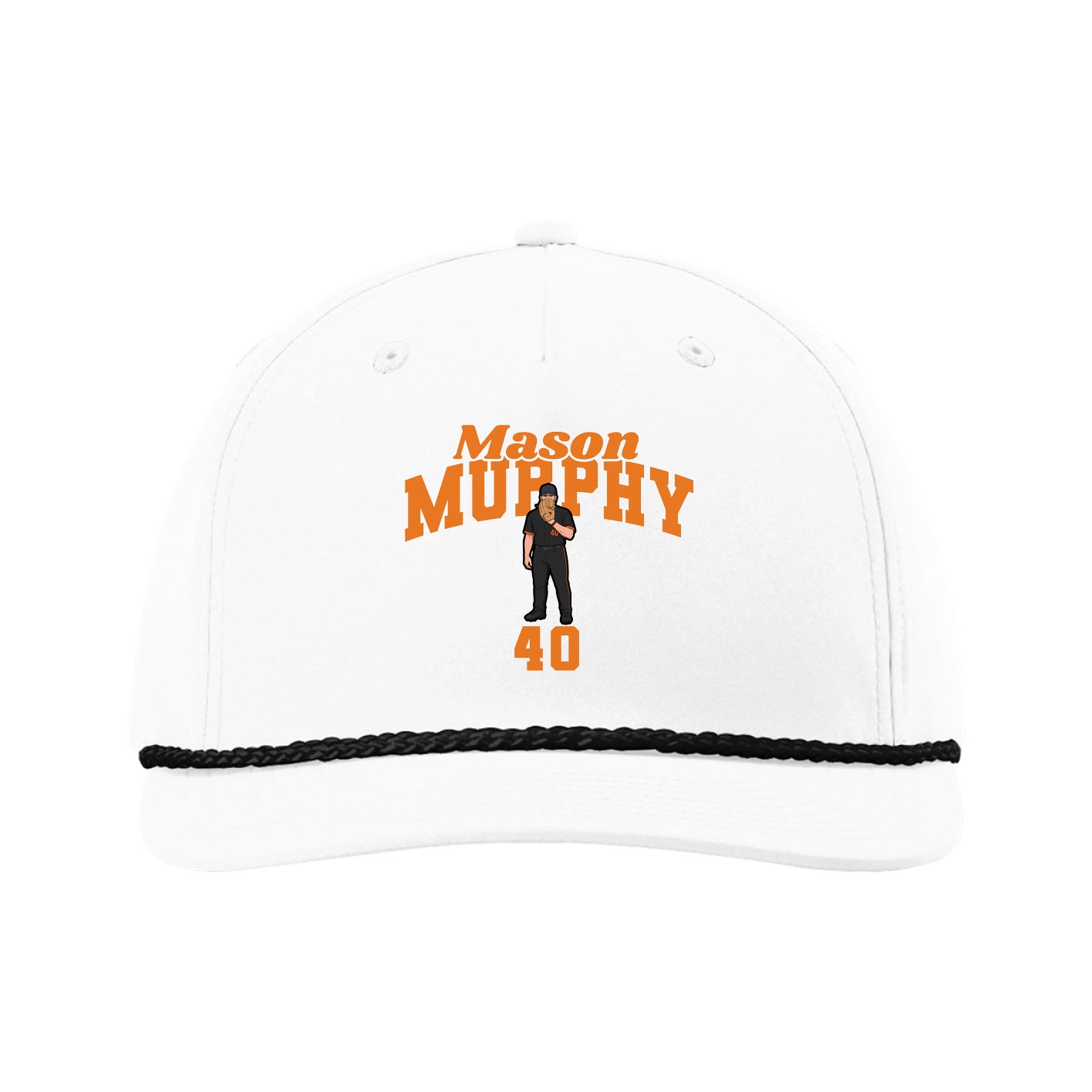 Five-Panel Classic Rope Cap — Signature Arch in White