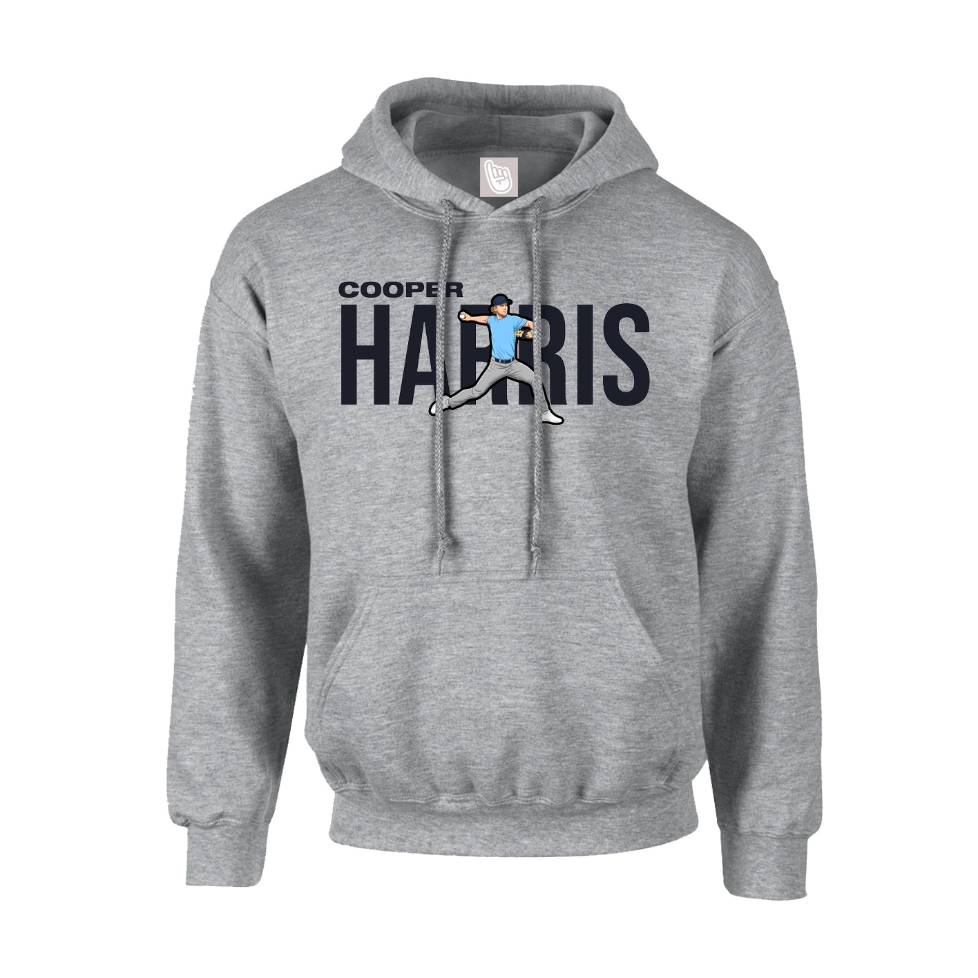 Youth Hoodie — Player Name in Grey