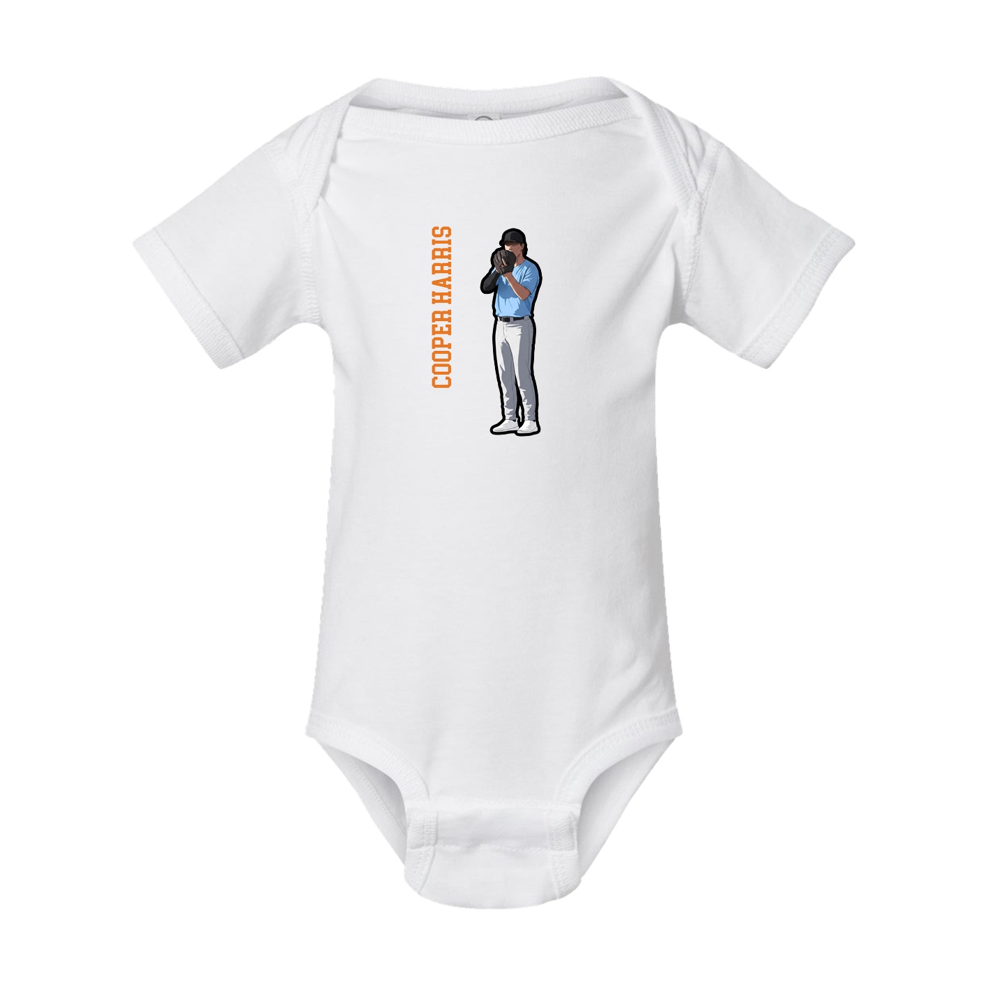 Baby Onesie — Name Vertical in White