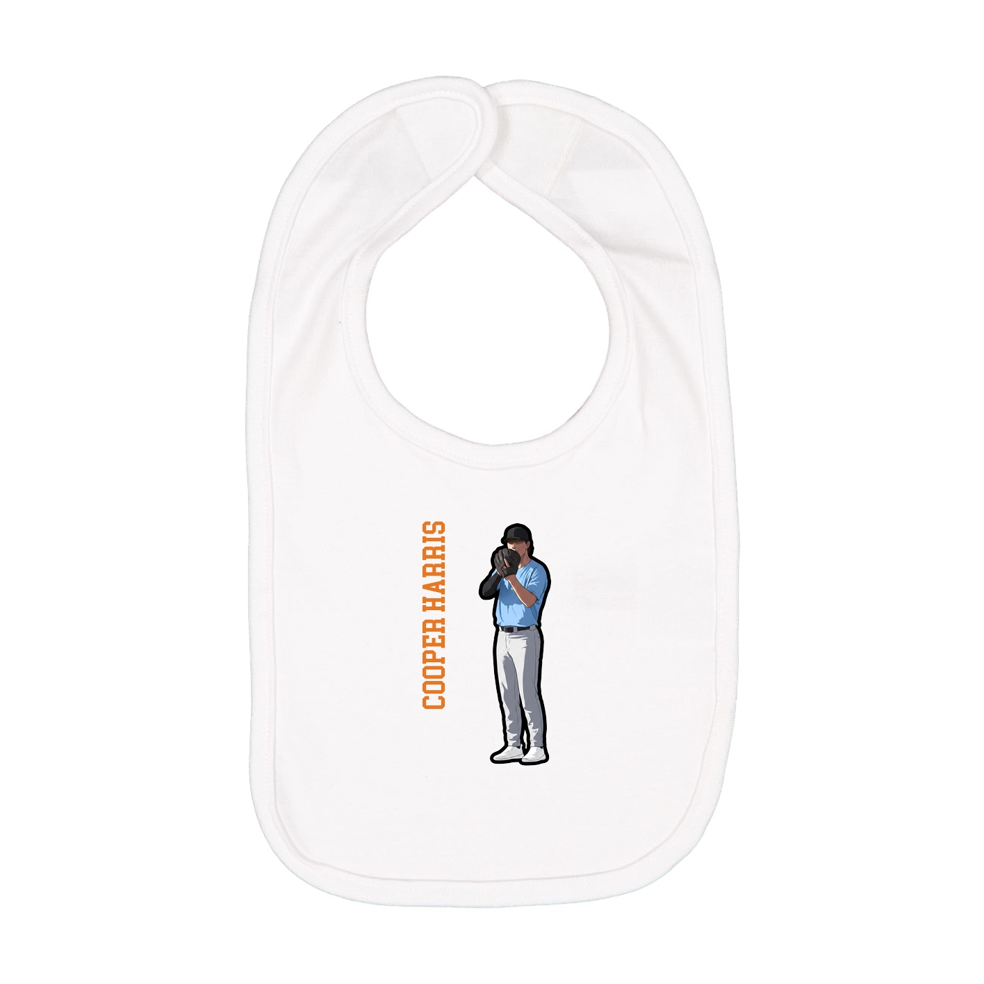 Infant Bib — Name Vertical in White