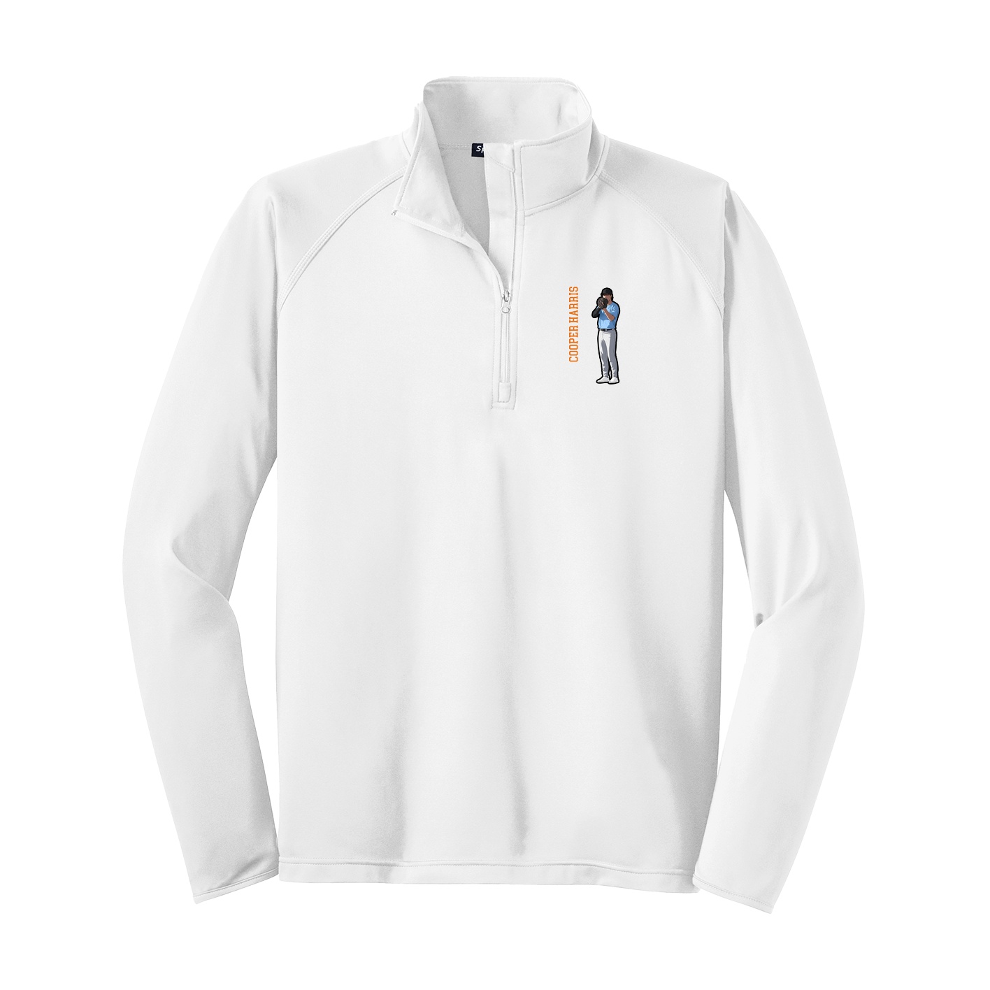 Q-Zip Pullover — Name Vertical in White