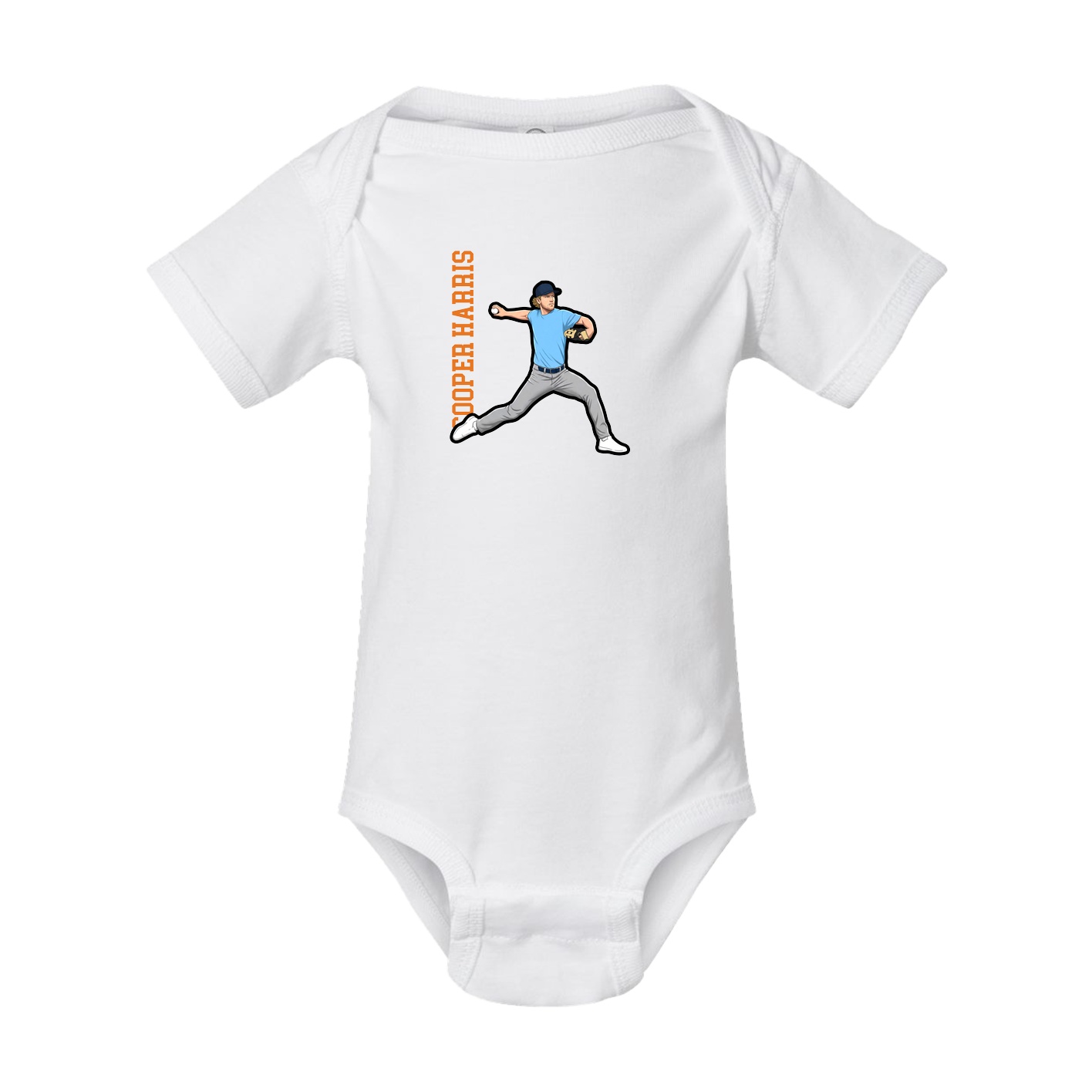 Baby Onesie — Name Vertical in White