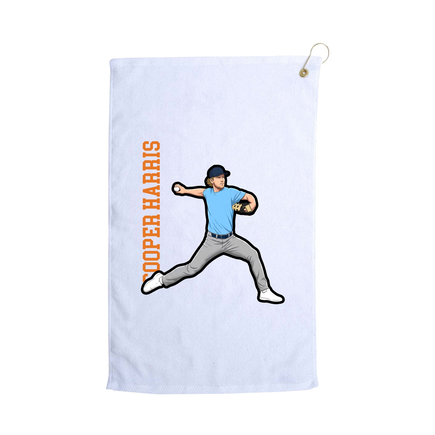 Golf Towel — Name Vertical in White