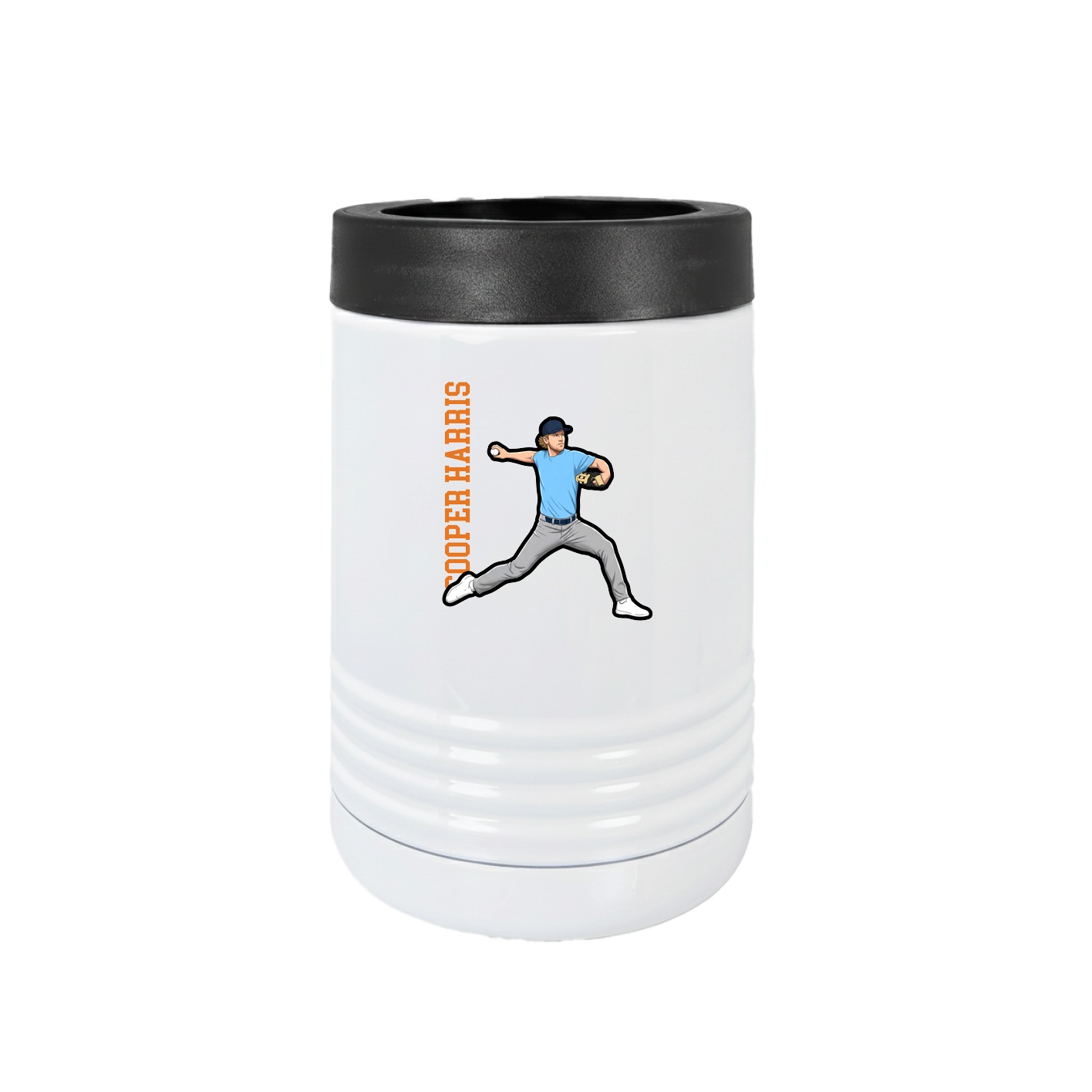 Beverage Holder — Name Vertical in White