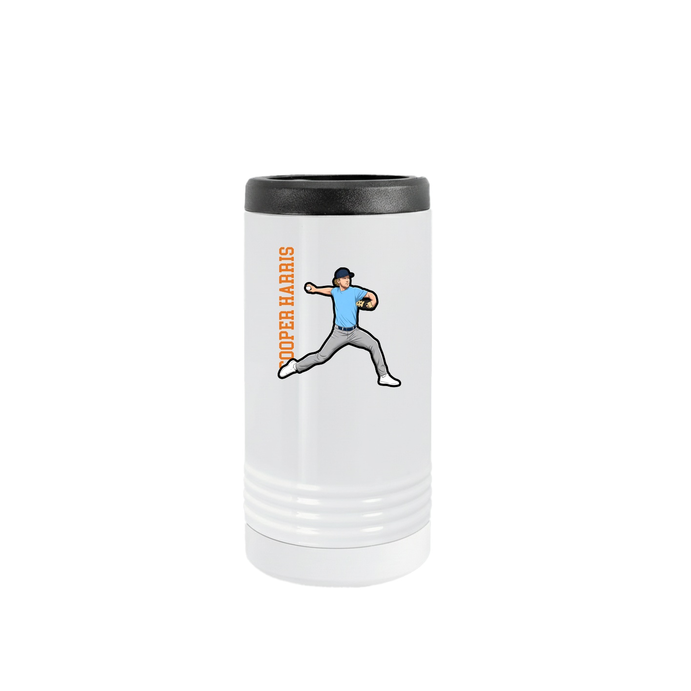 Slim Beverage Holder — Name Vertical in White